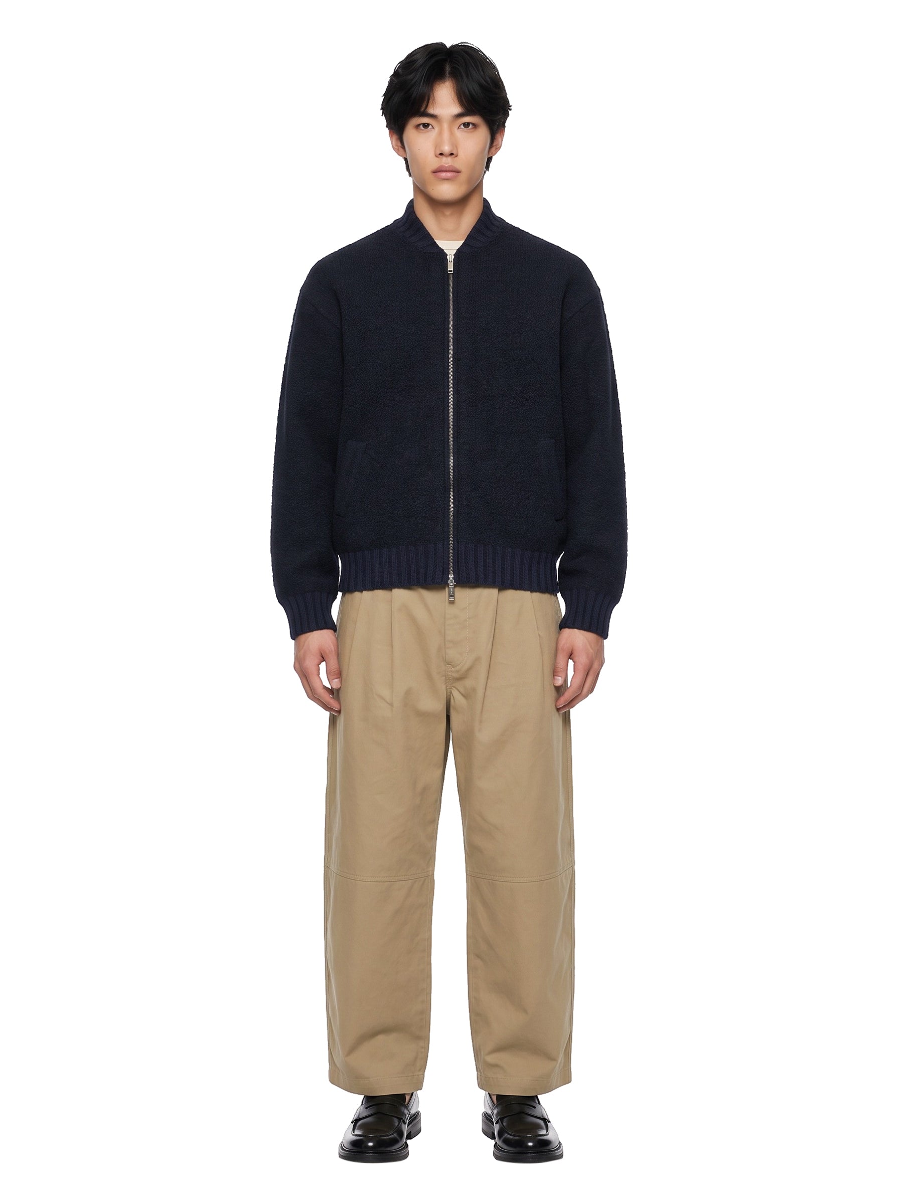 Bomber oversize in maglia blu 