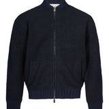 Bomber oversize in maglia blu 