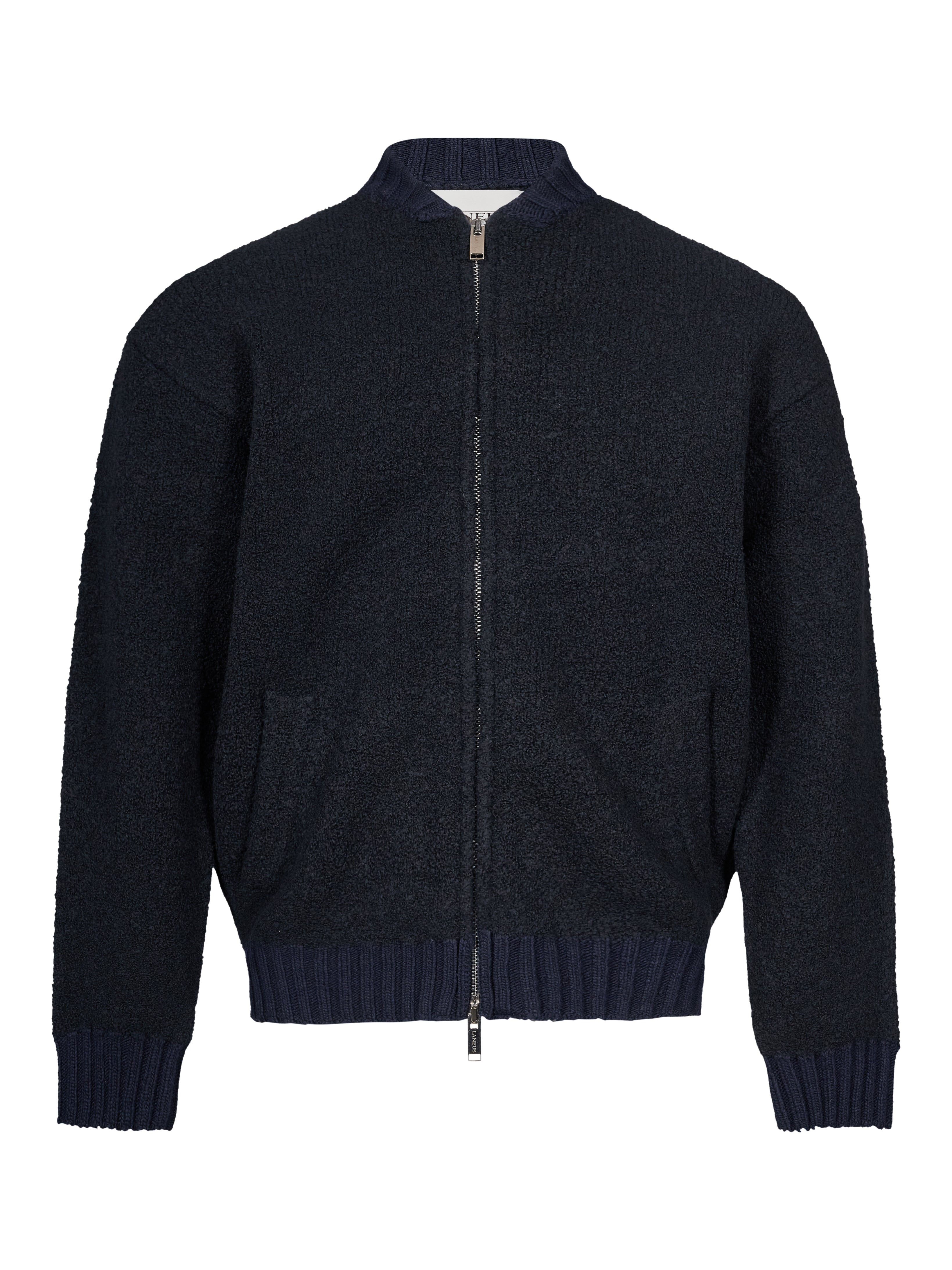 Bomber oversize in maglia blu 