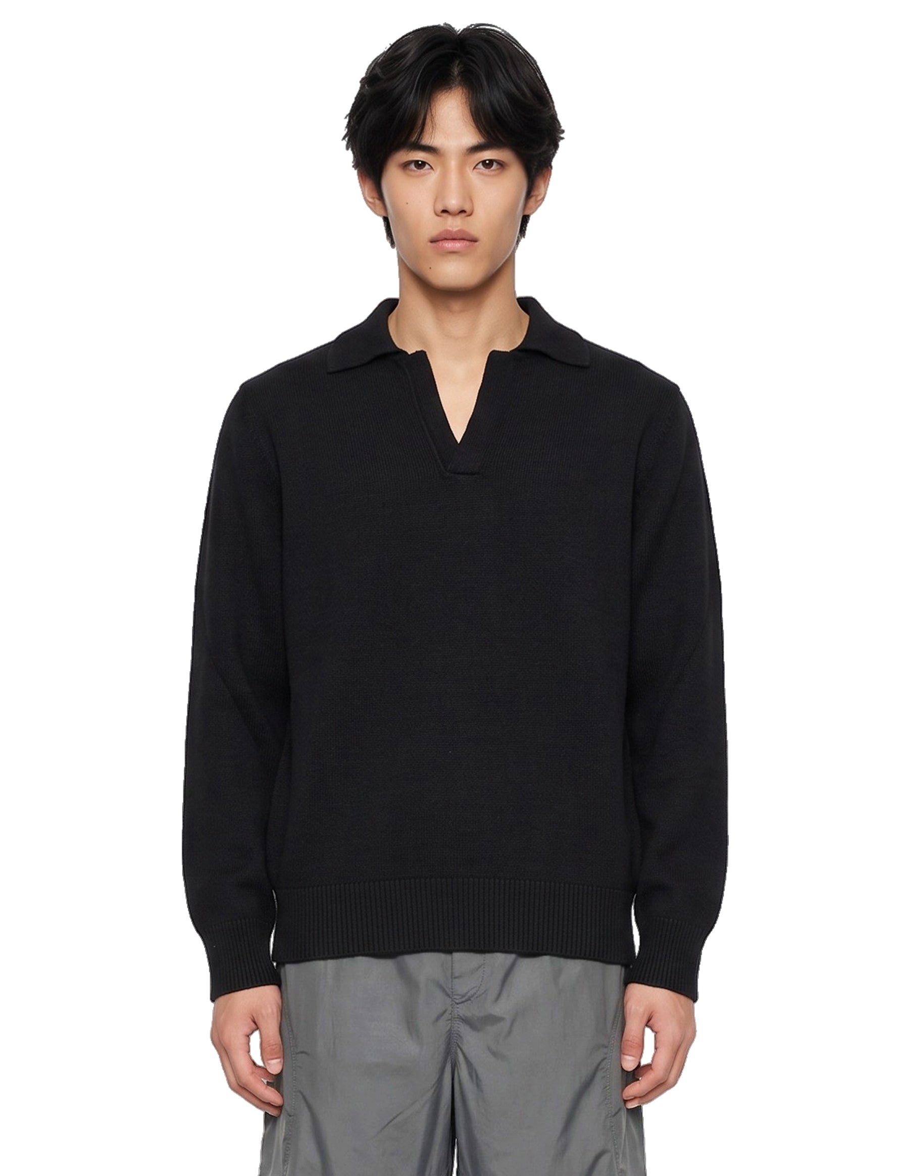 Polo in lana e cashmere nero 