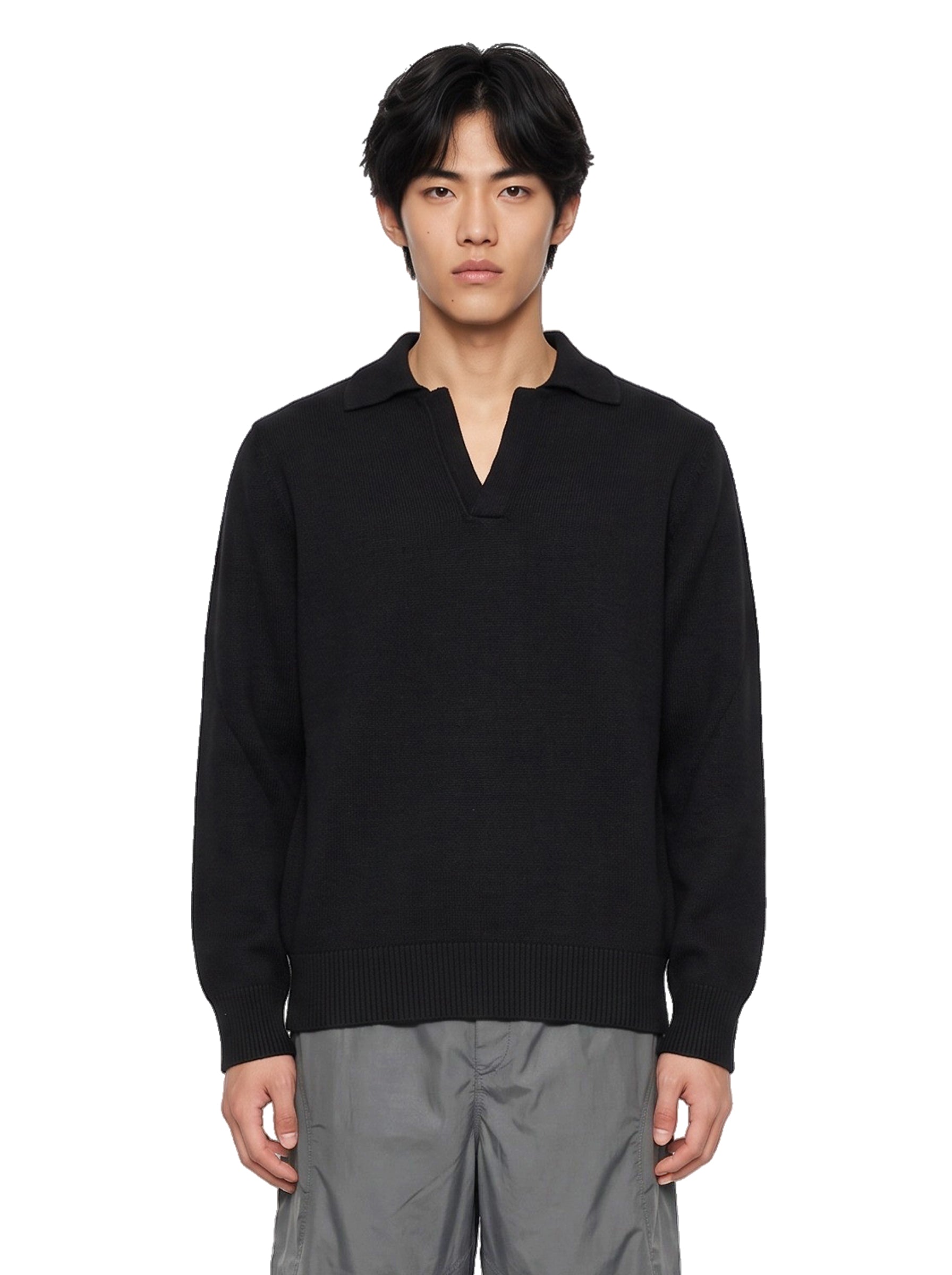 Polo in lana e cashmere nero 