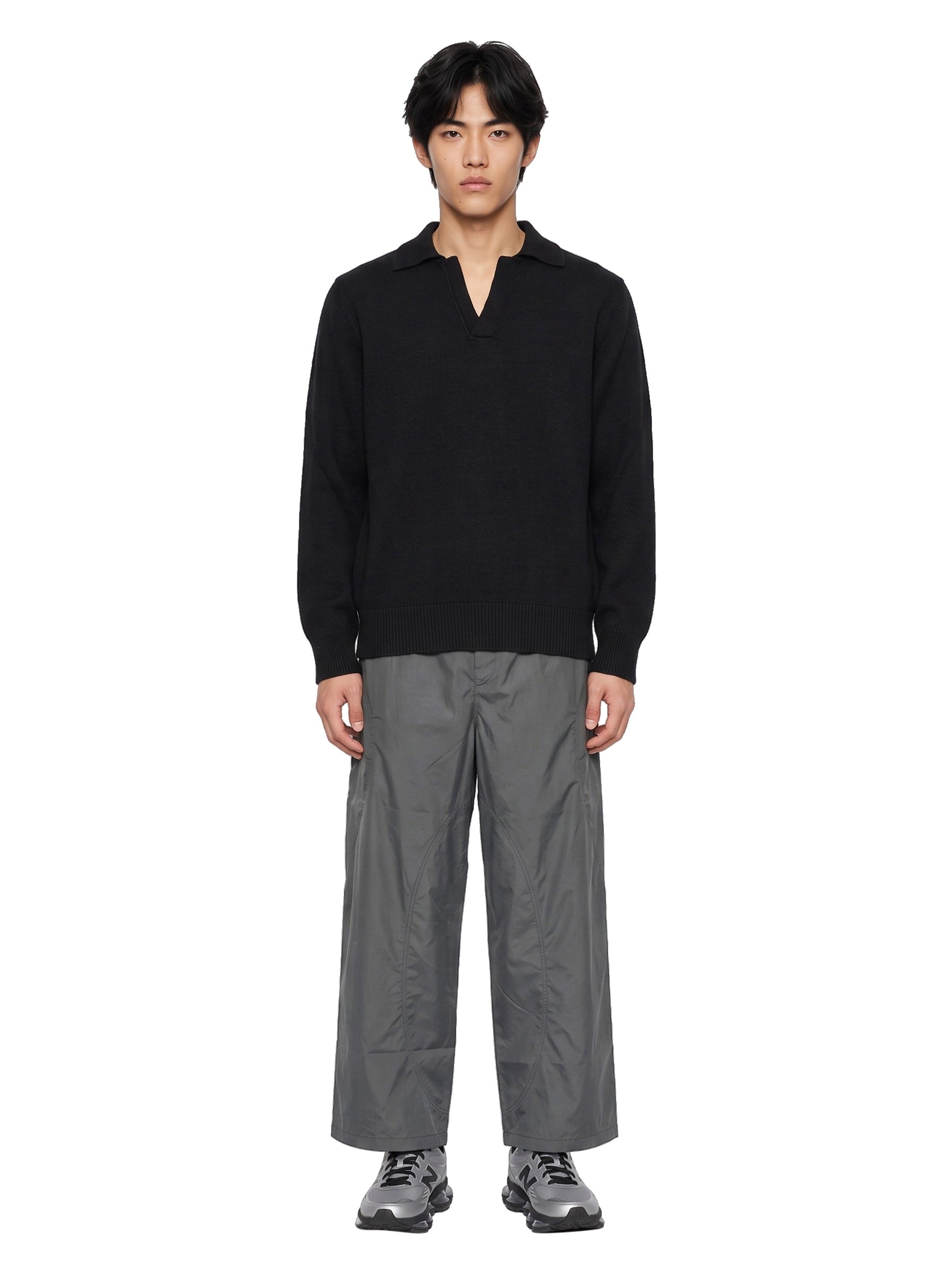 Polo in lana e cashmere nero 