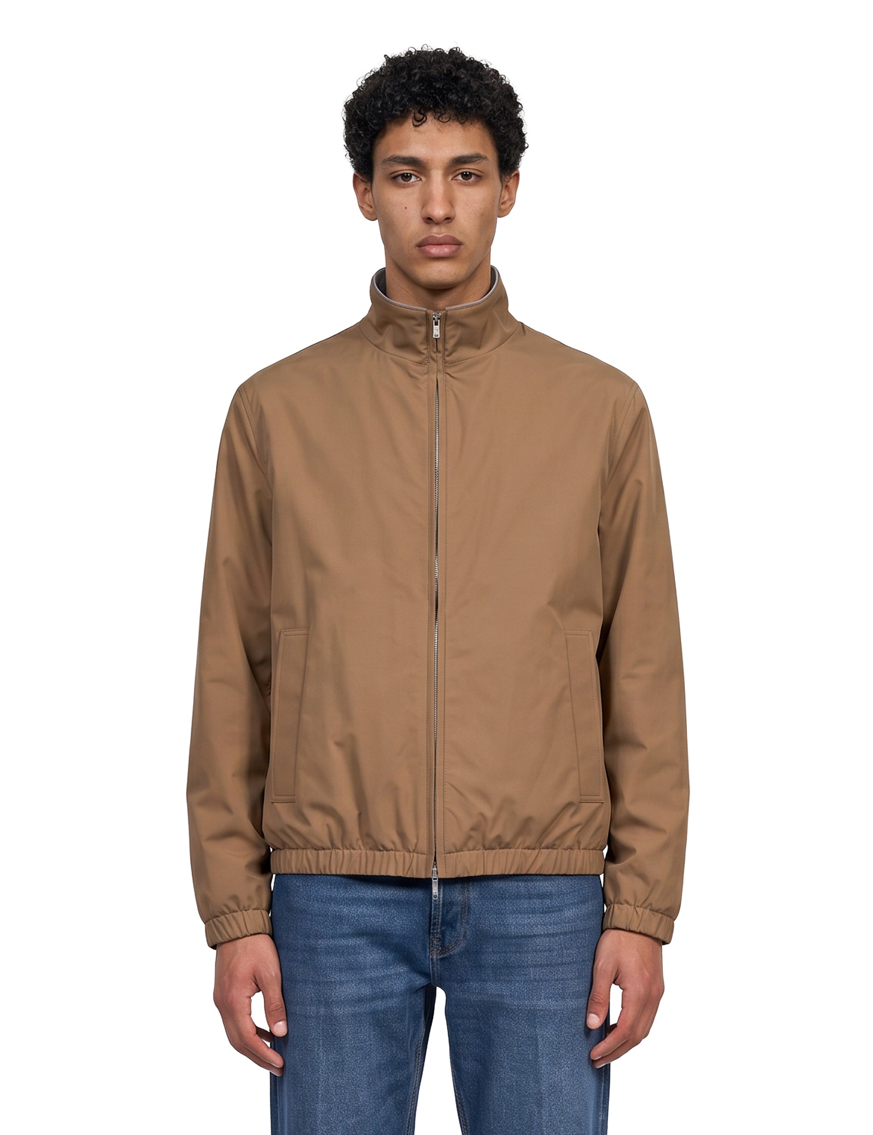 Giacca con zip in marrone 