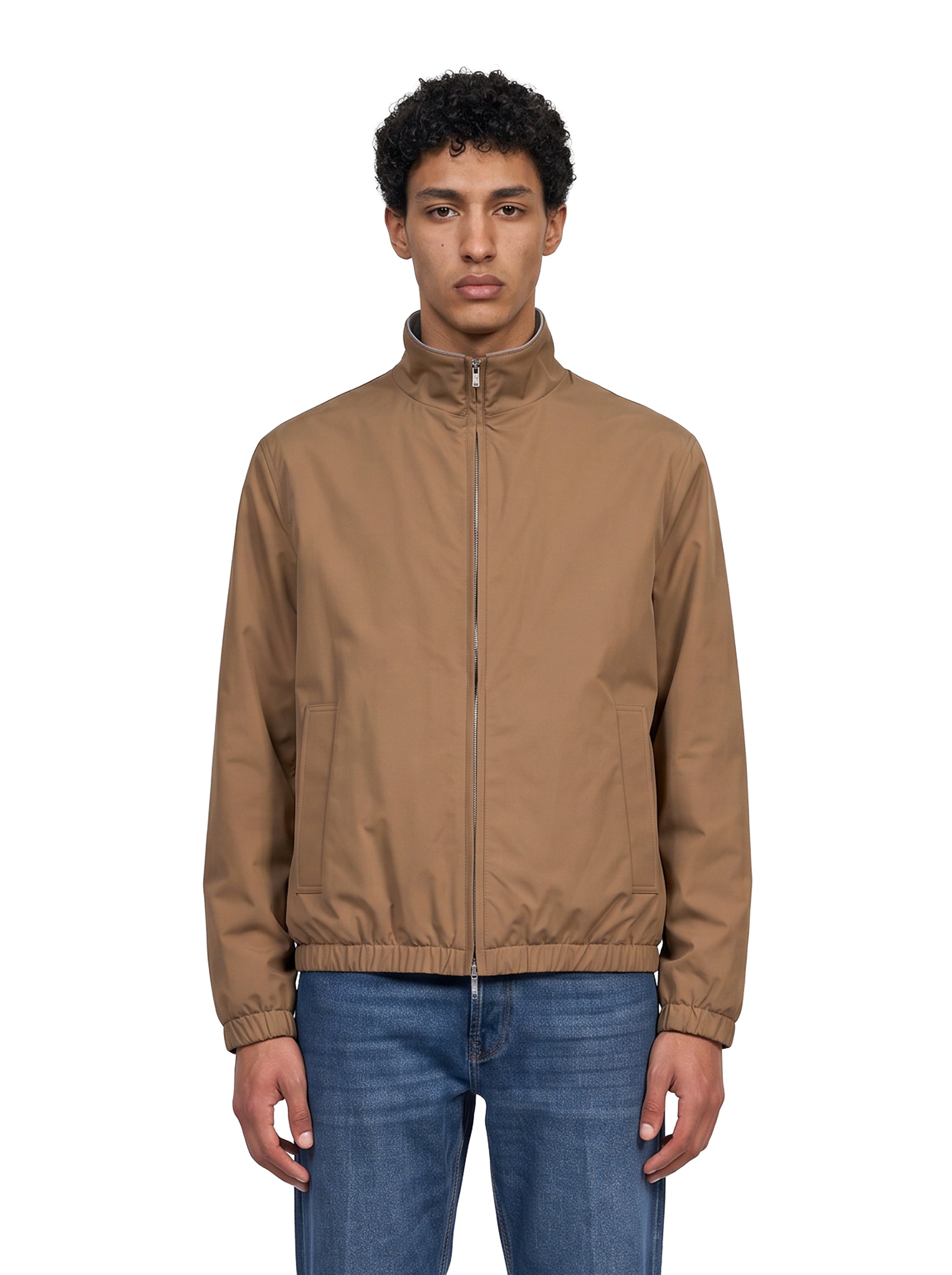 Giacca con zip in marrone 