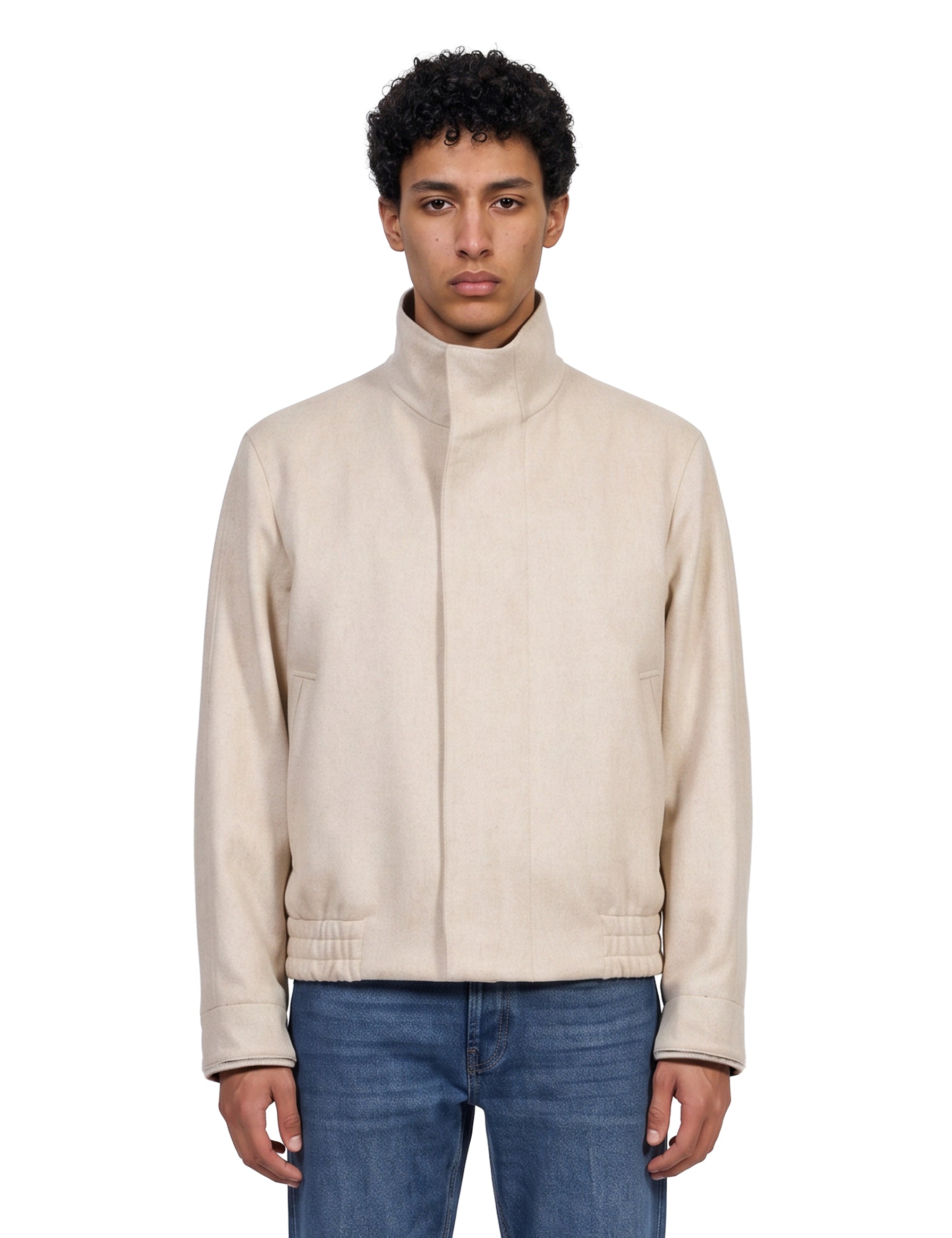 Giacca con chiusura nascosta in avorio<BR/> 
