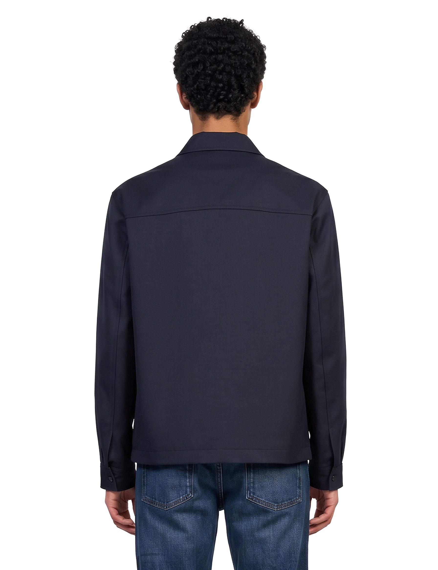 Giacca camicia con tasche in blu 