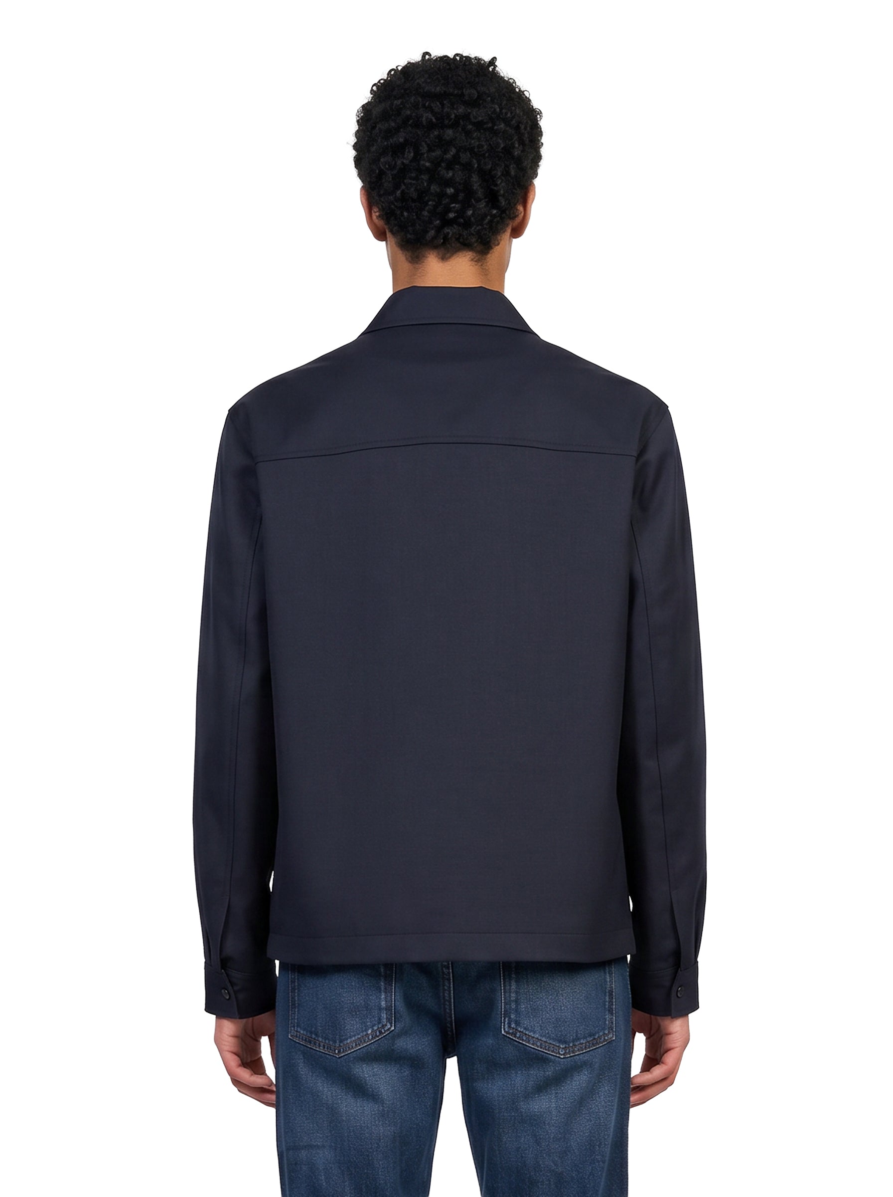 Giacca camicia con tasche in blu 
