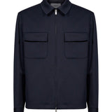 Giacca camicia con tasche in blu 