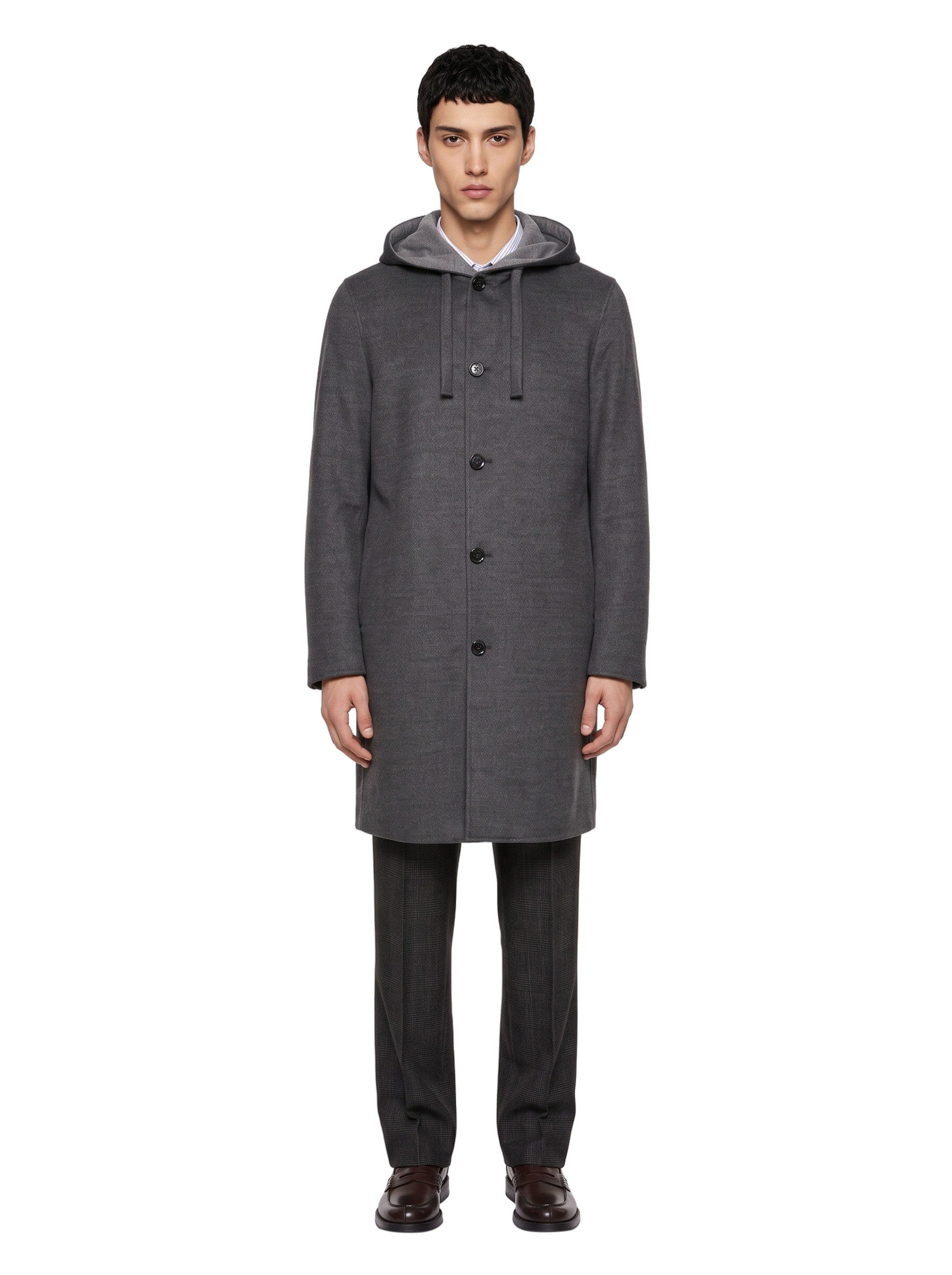 Cappotto con cappuccio in grigio 