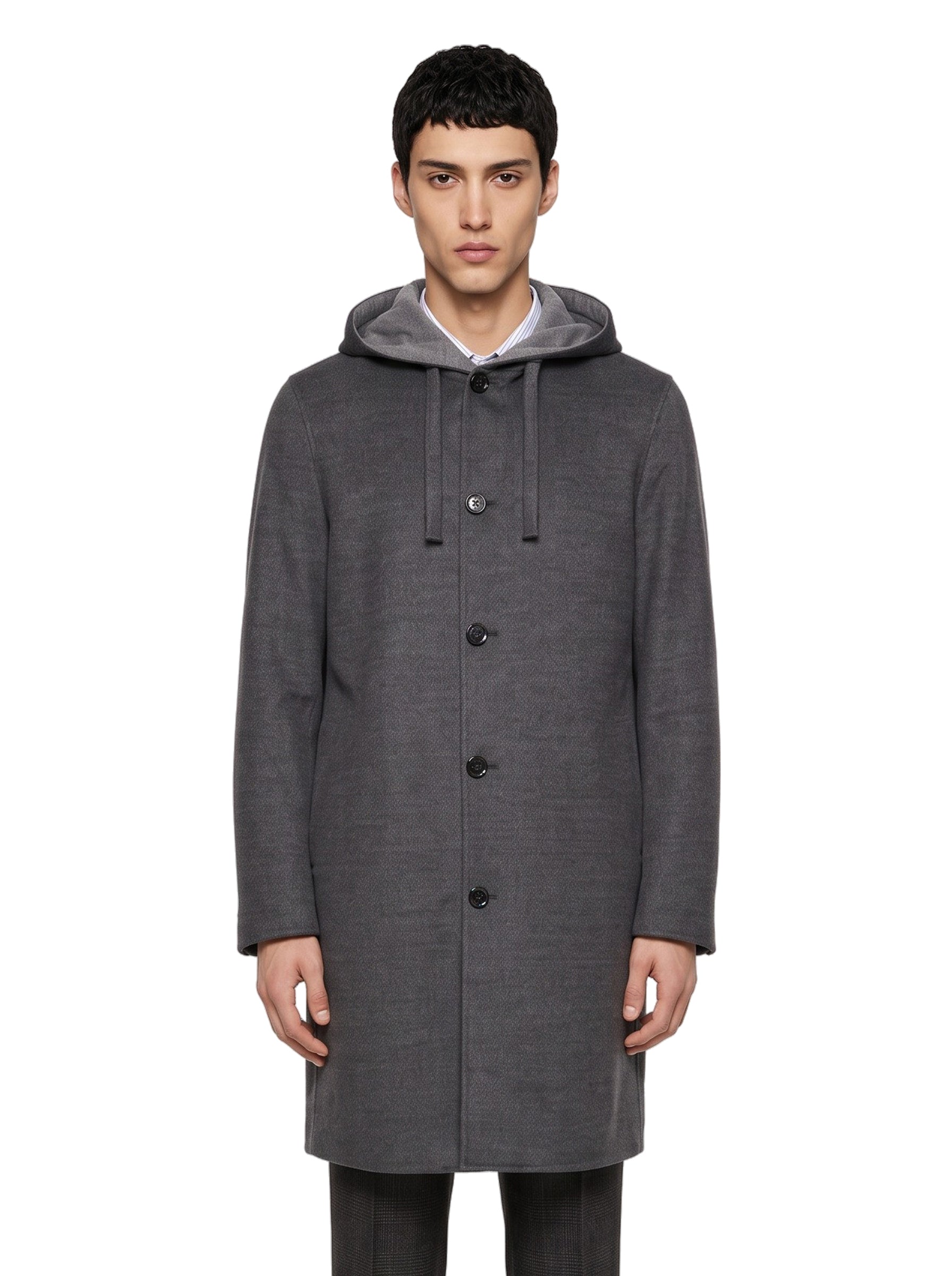 Cappotto con cappuccio in grigio 