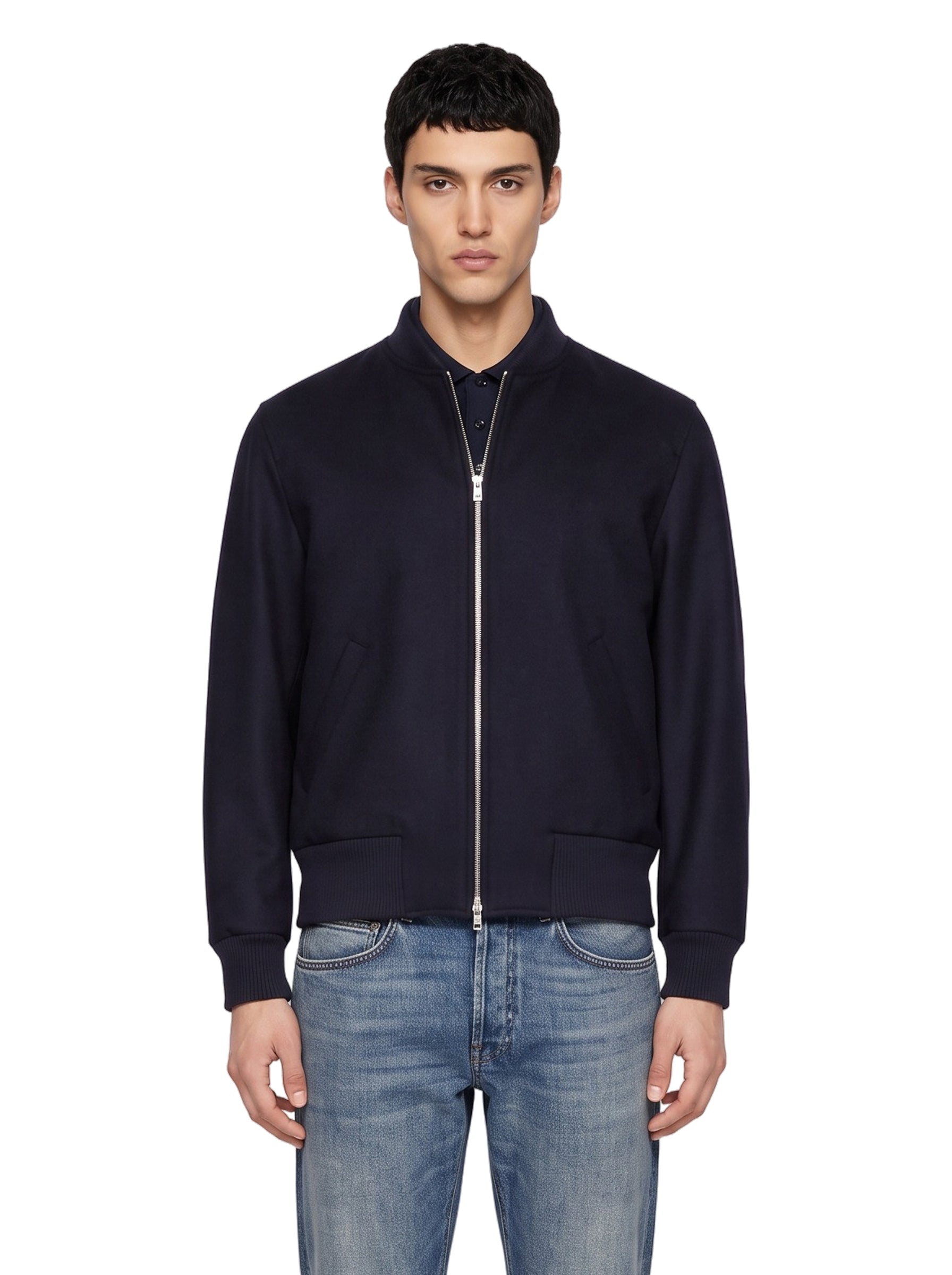 Bomber con zip in blu 