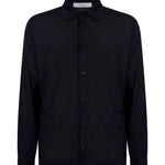 Camicia in maglia di seta blu denim 