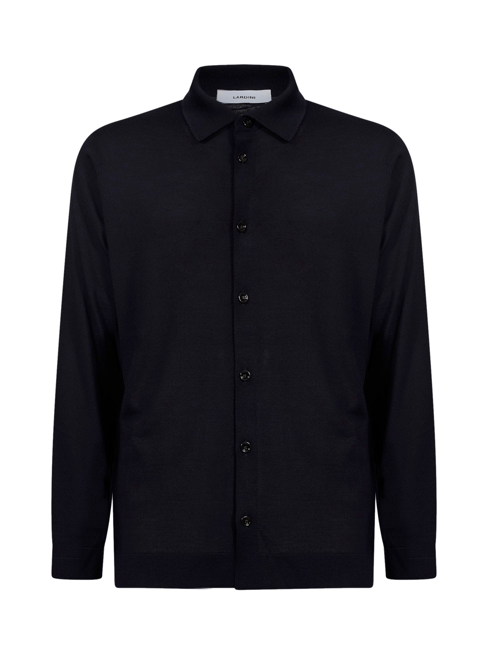 Camicia in maglia di seta blu denim 