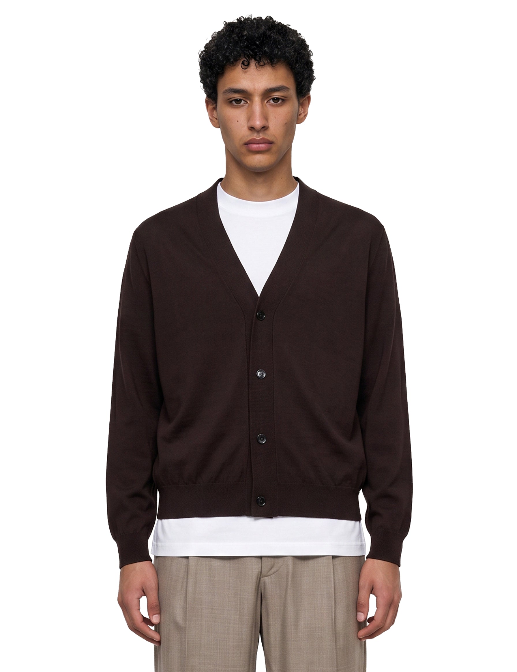 Cardigan con scollo a V in marrone 