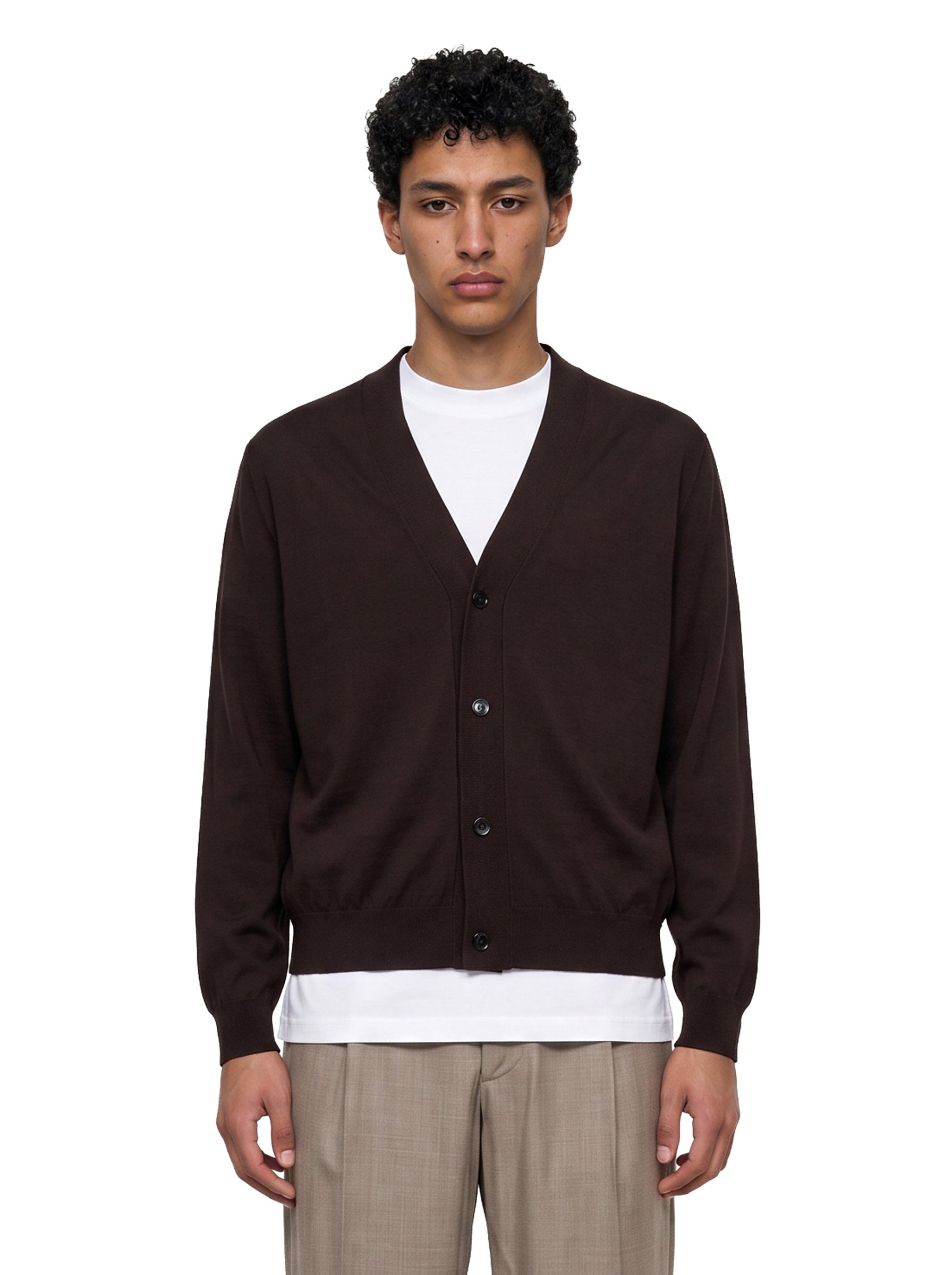 Cardigan con scollo a V in marrone 