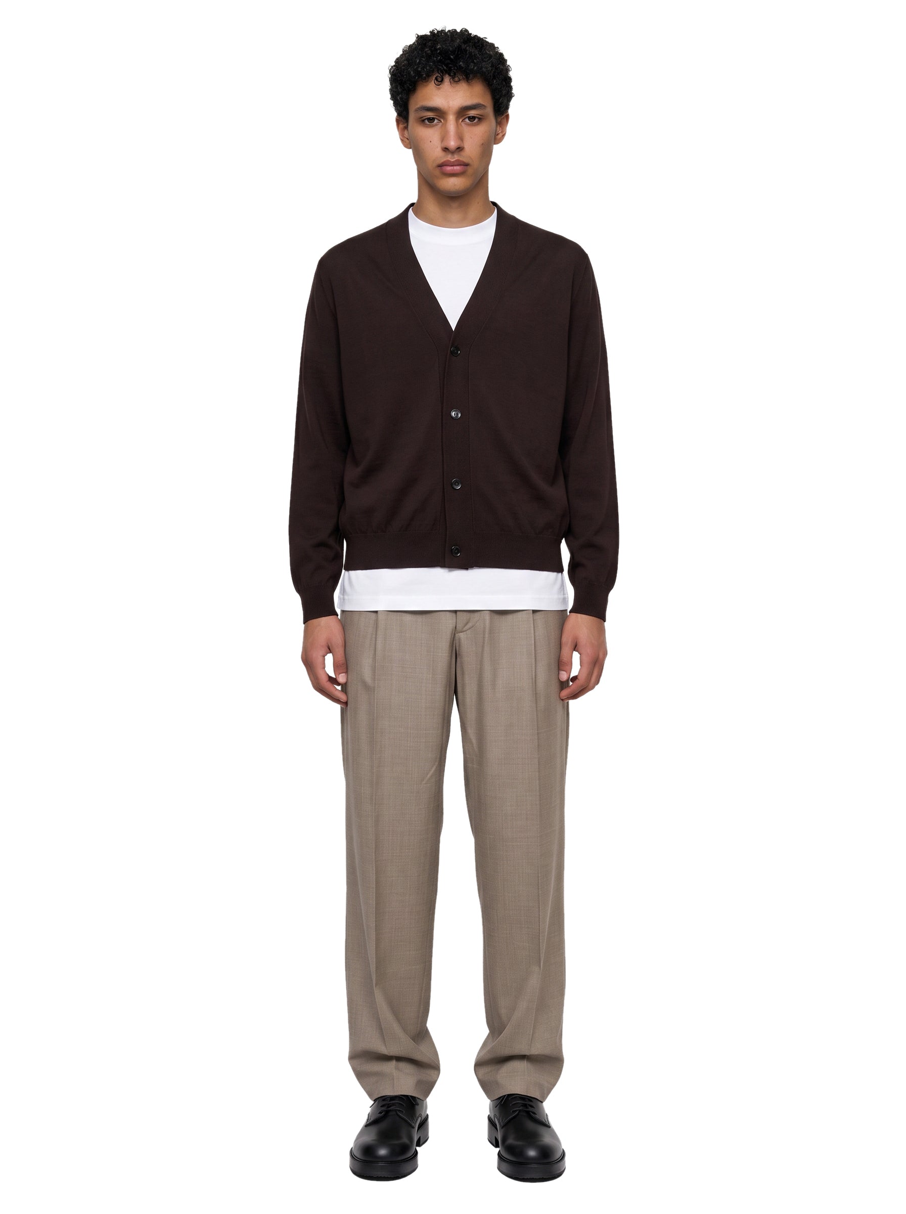 Cardigan con scollo a V in marrone 