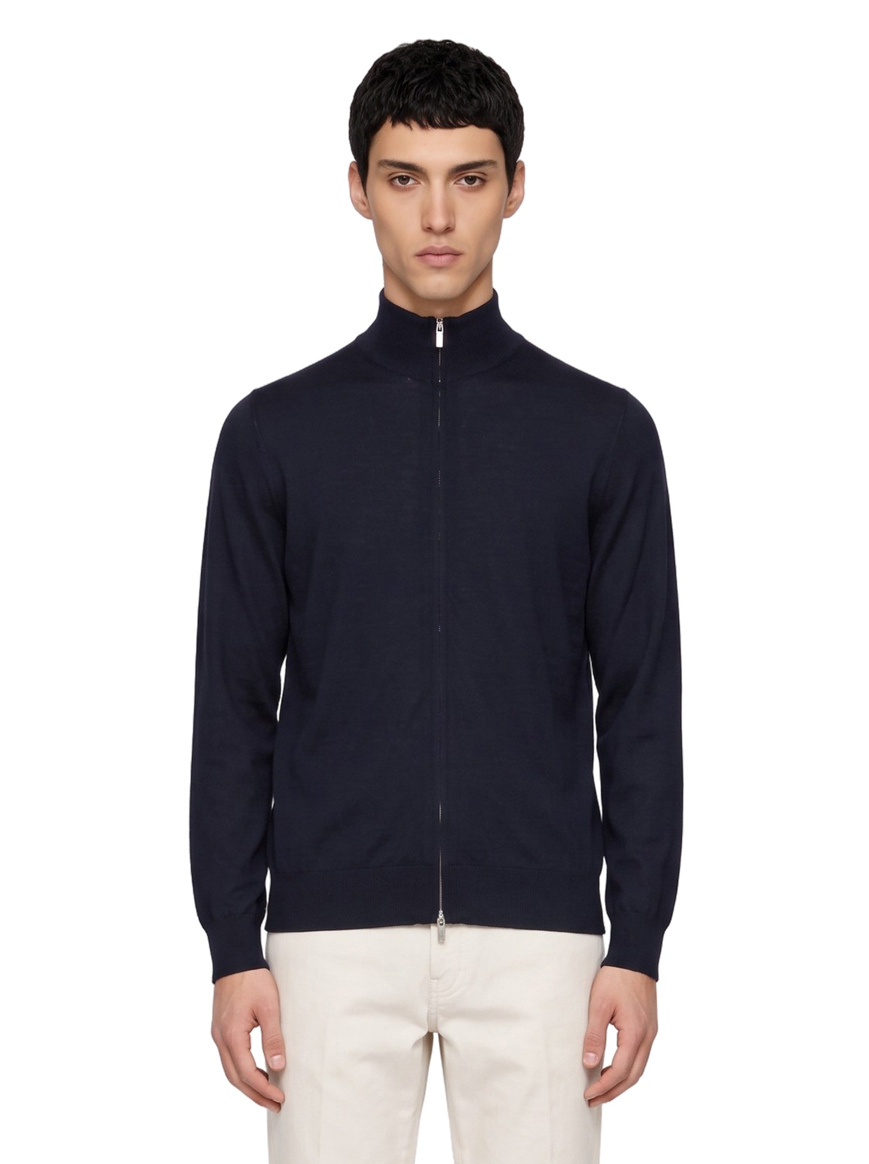 Cardigan con zip in blu 