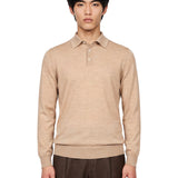 Polo a manica lunga in beige 