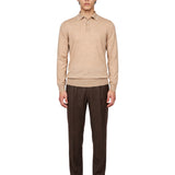 Polo a manica lunga in beige 