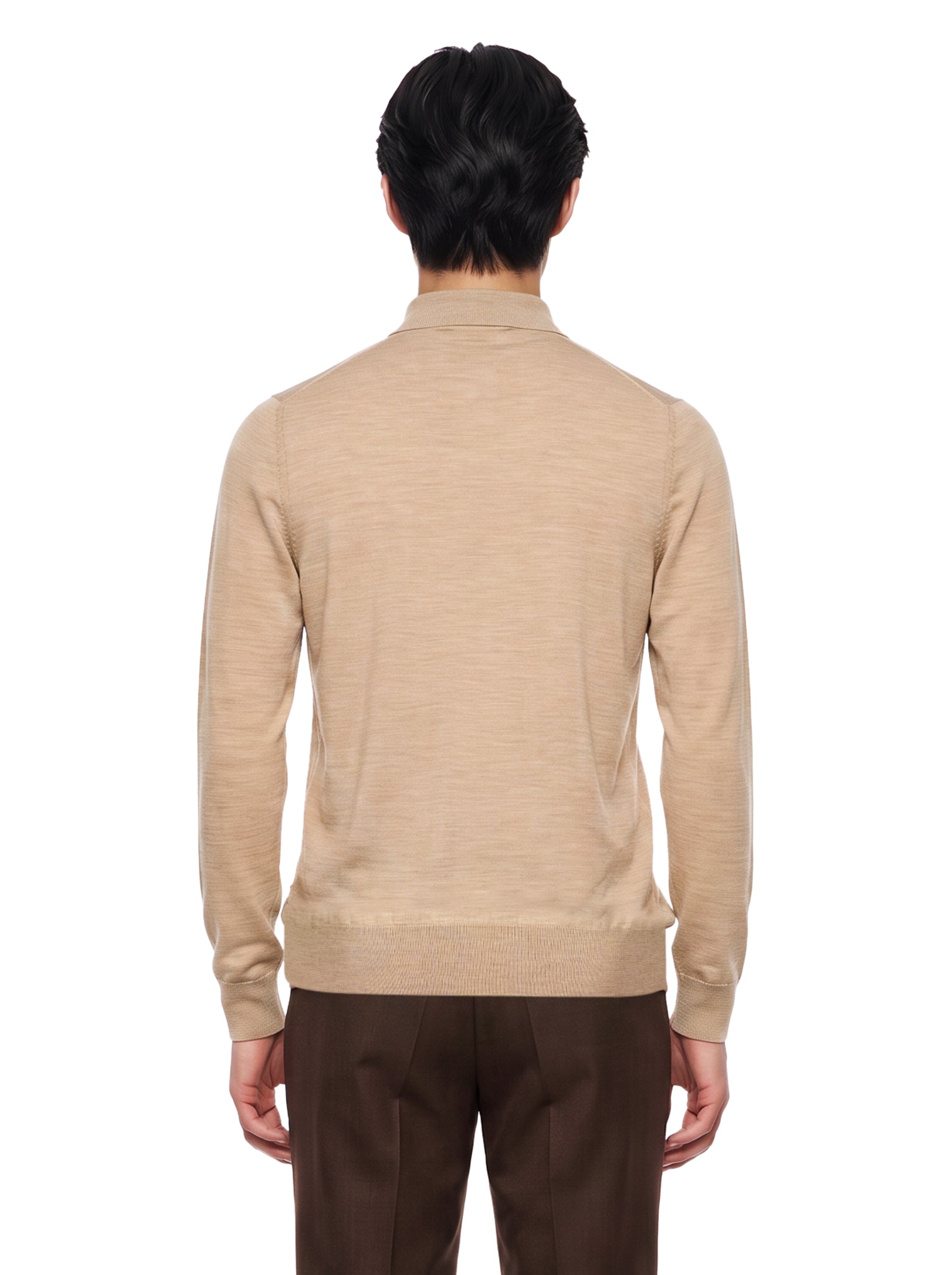 Polo a manica lunga in beige 