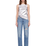 Jeans con strappi easy dad in blu 