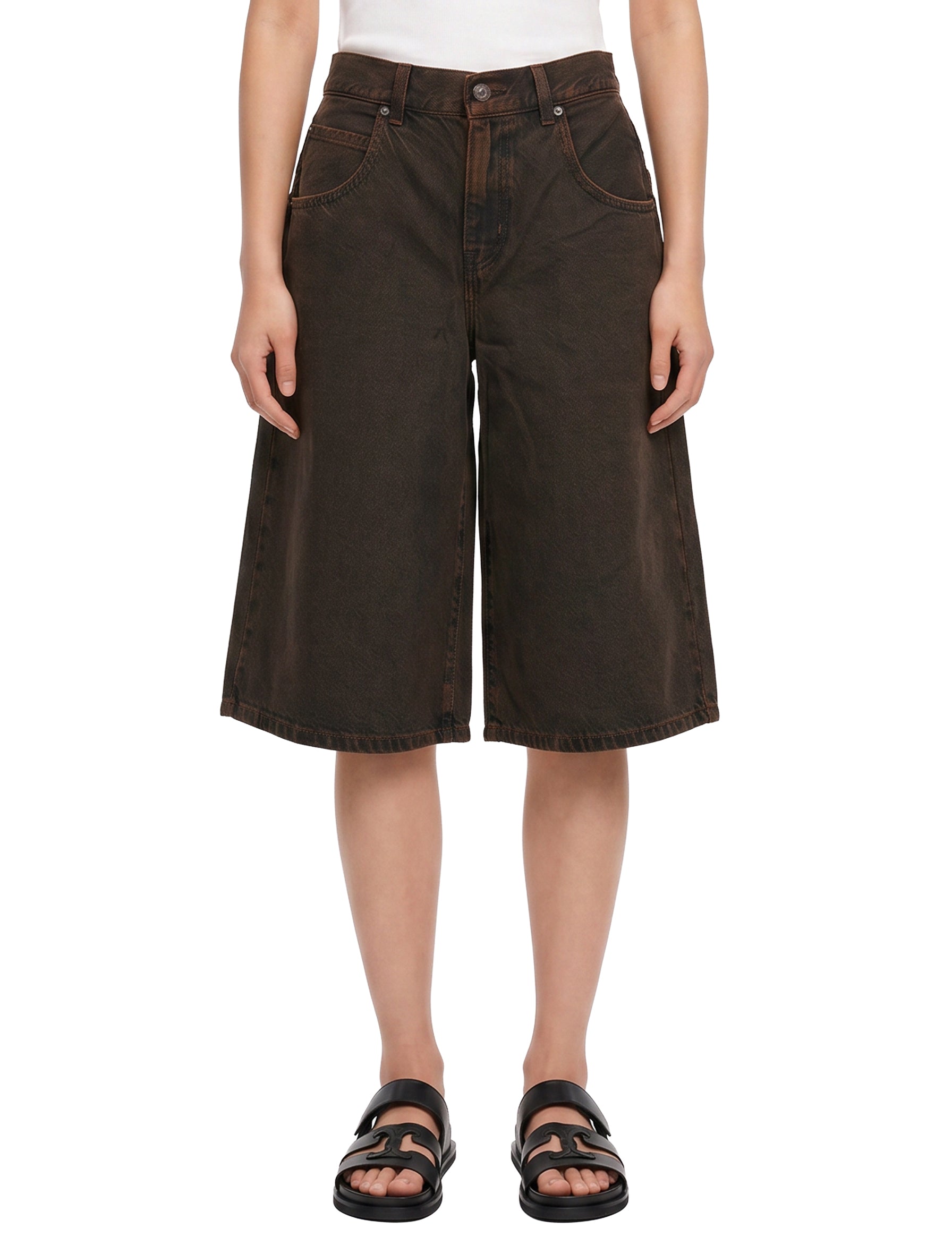 Bermuda Super Baggy Jort in marrone 