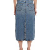 Gonna midi Decon con spacco in blu 