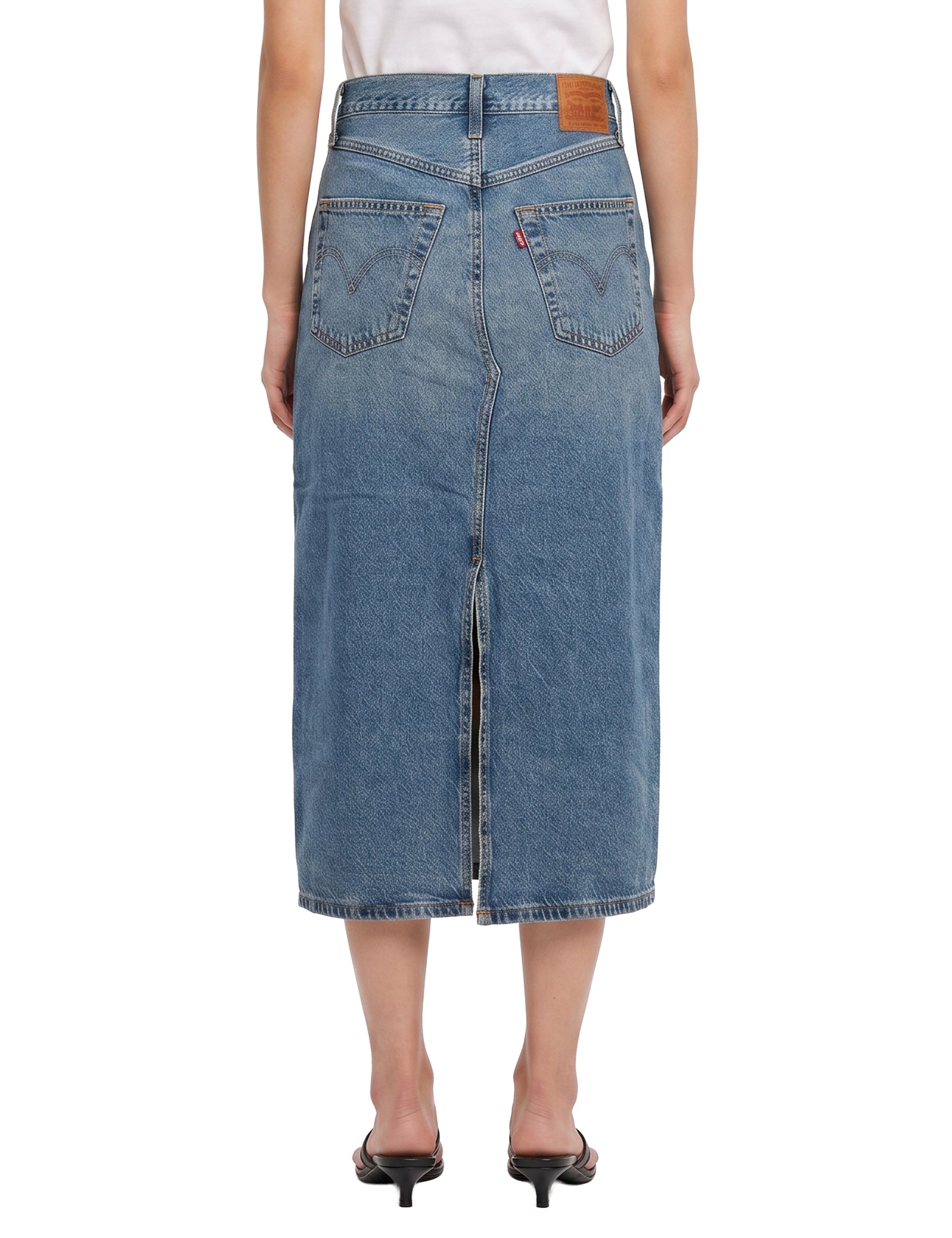 Gonna midi Decon con spacco in blu 