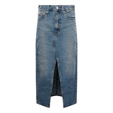 Gonna midi Decon con spacco in blu 