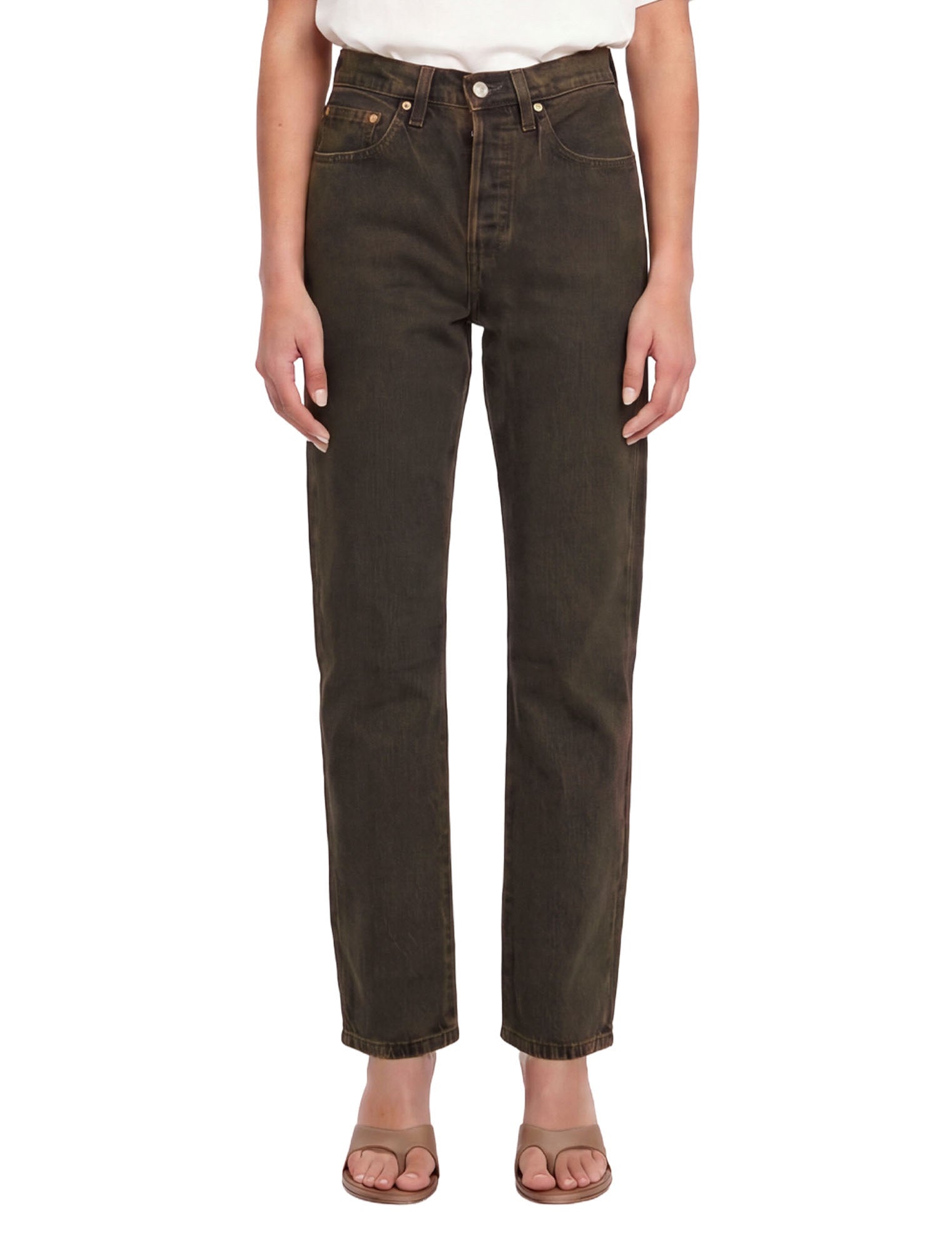 Jeans a gamba dritta 501 in marrone 