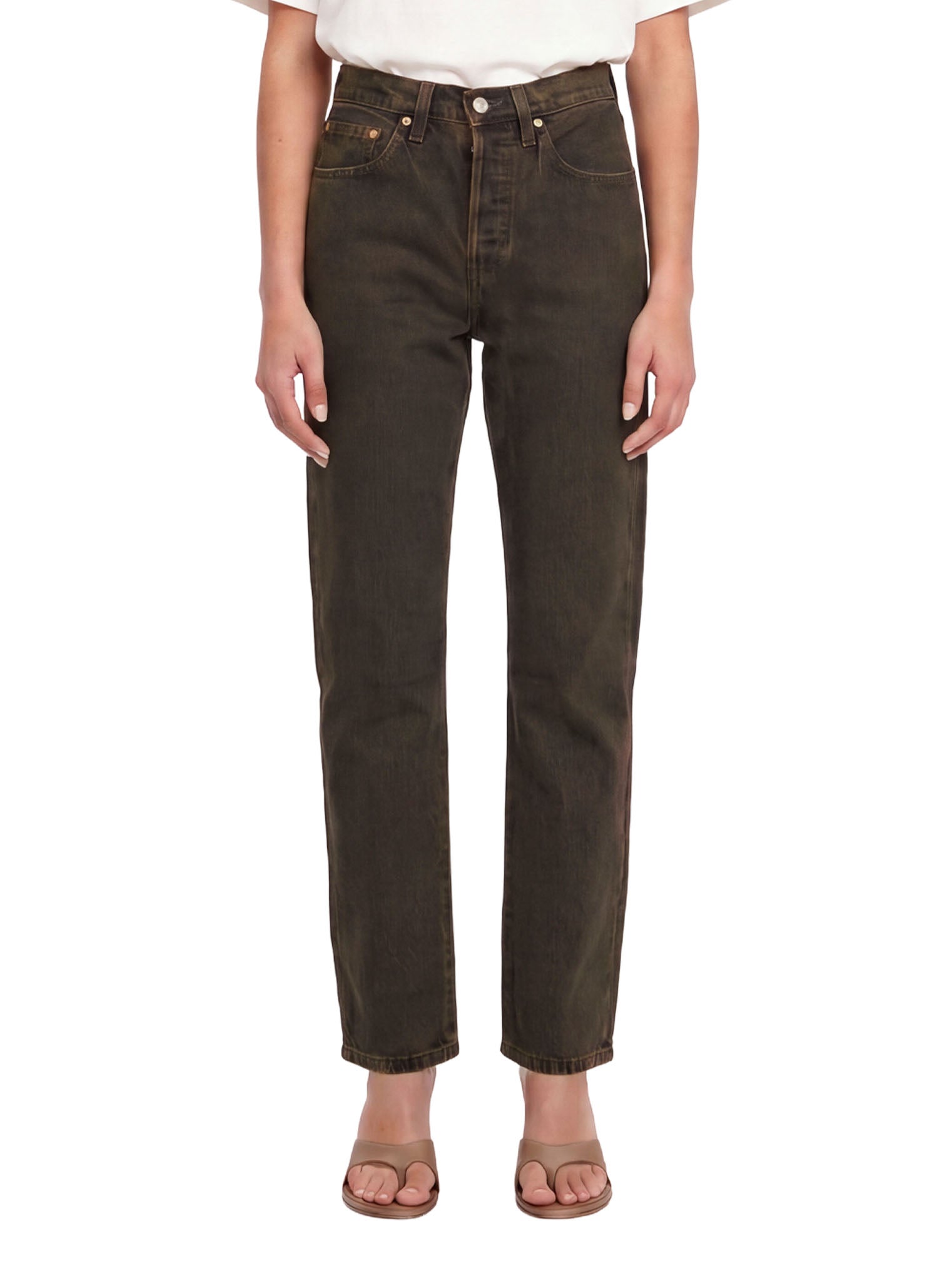 Jeans a gamba dritta 501 in marrone 