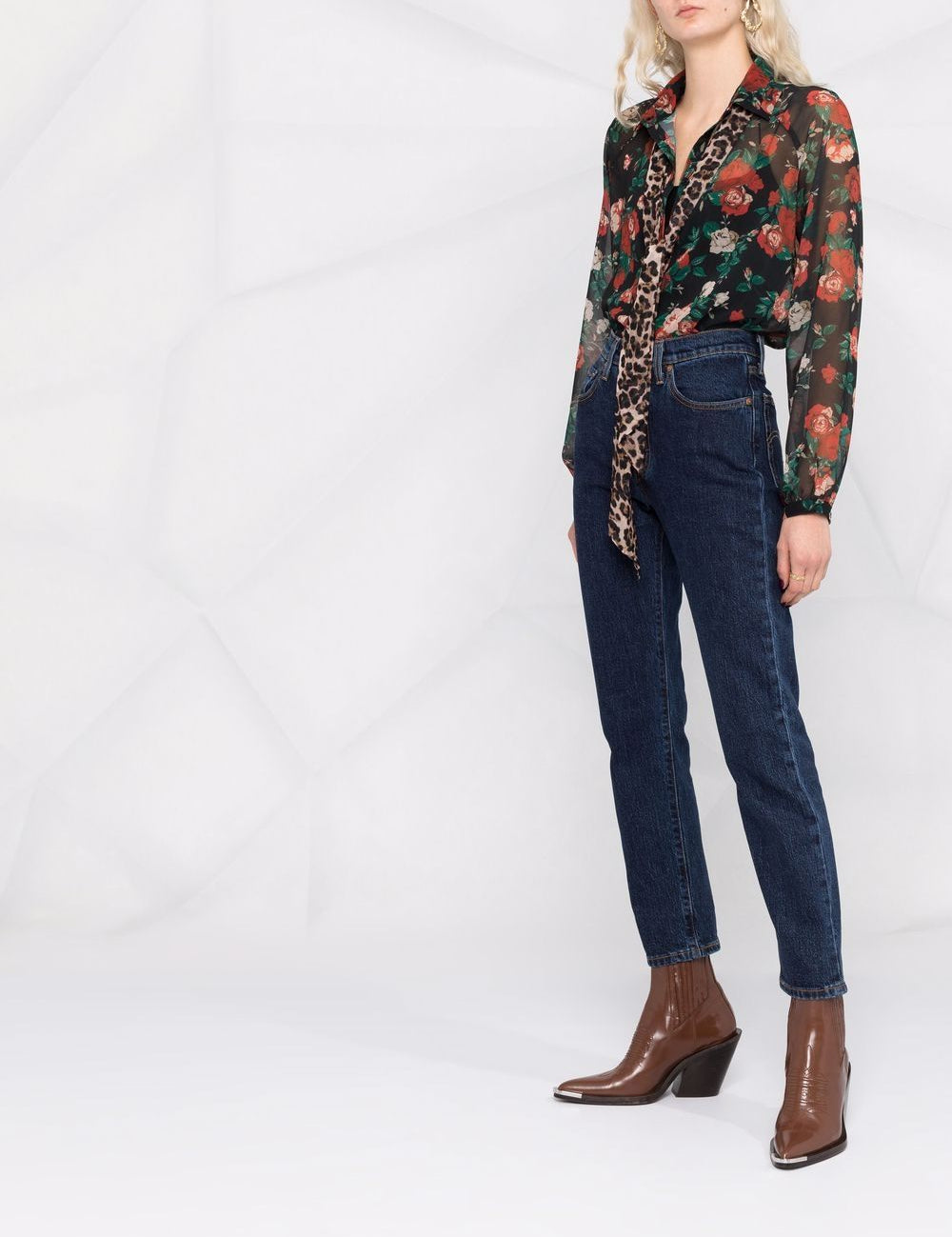 Jeans dritti 501 crop in blu 
