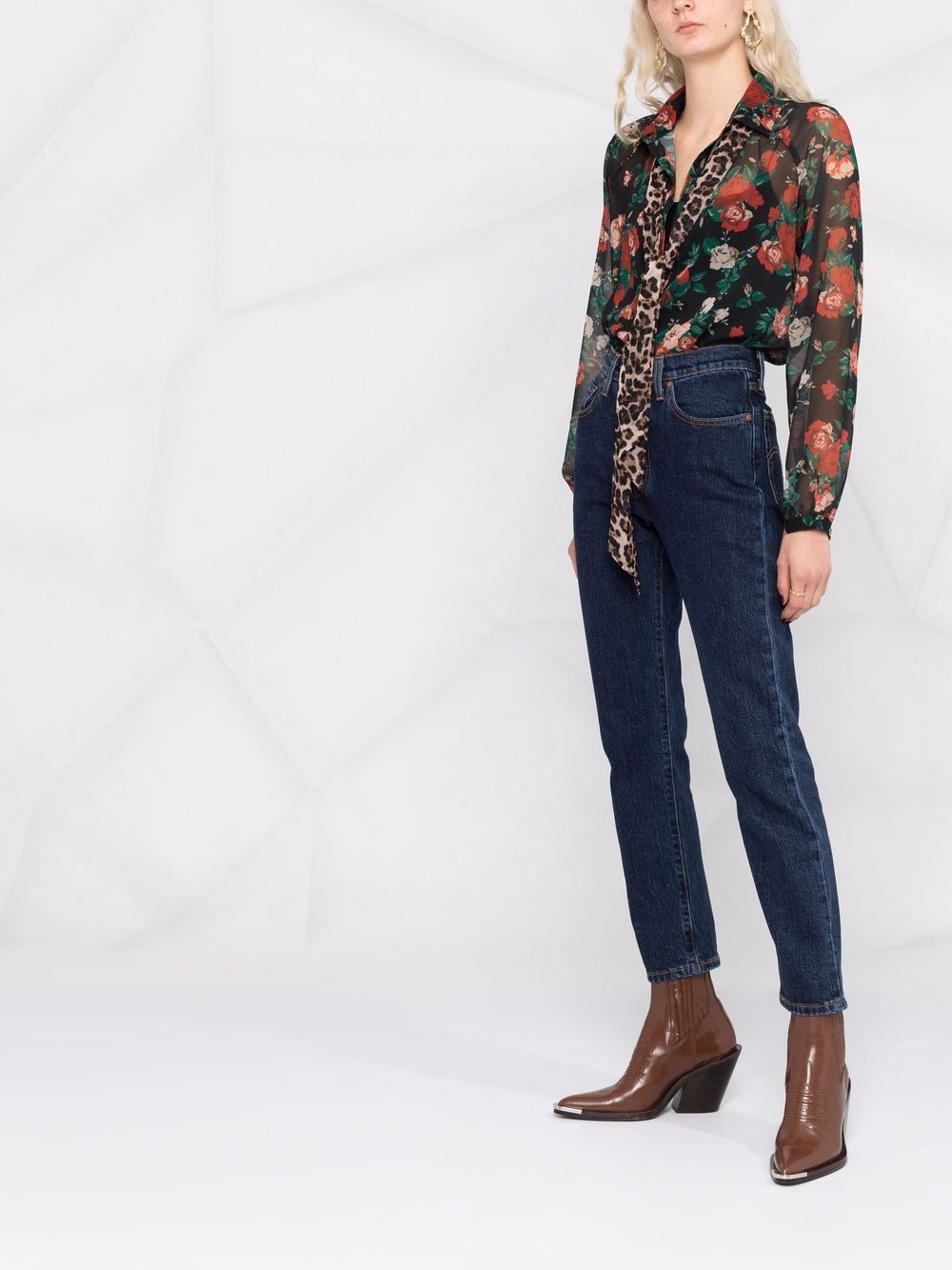 Jeans dritti 501 crop in blu 