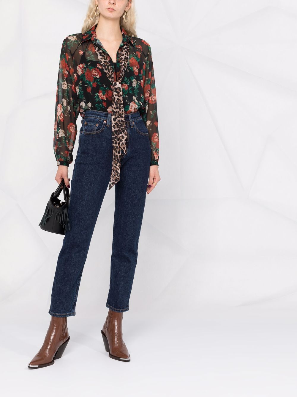 Jeans dritti 501 crop in blu 