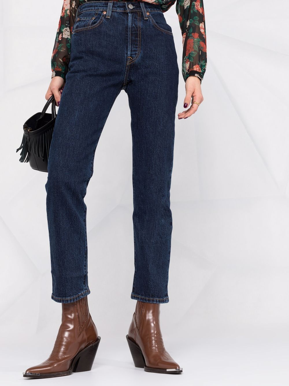 Jeans dritti 501 crop in blu 