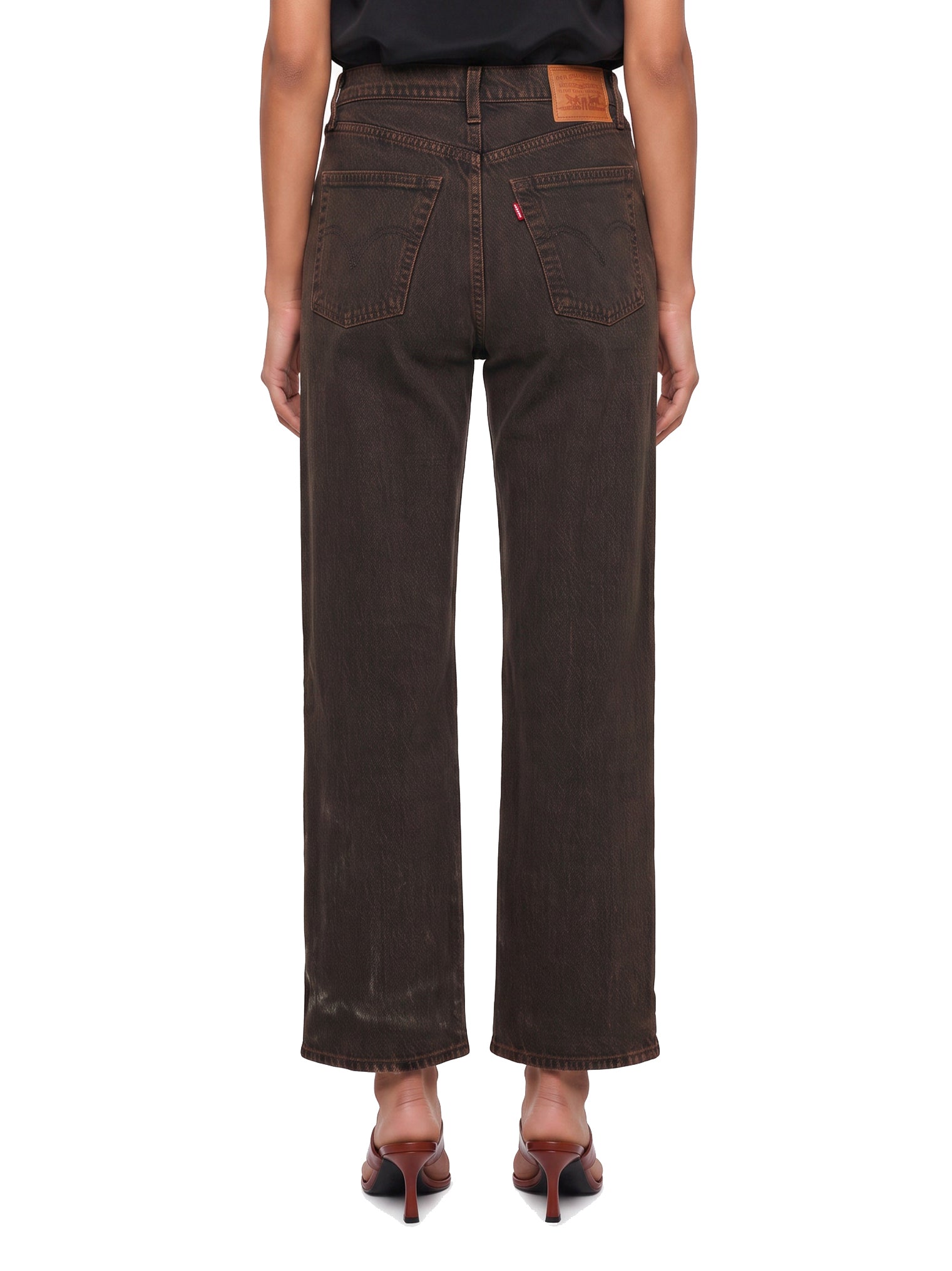 Jeans a gamba dritta Ribcage in marrone 