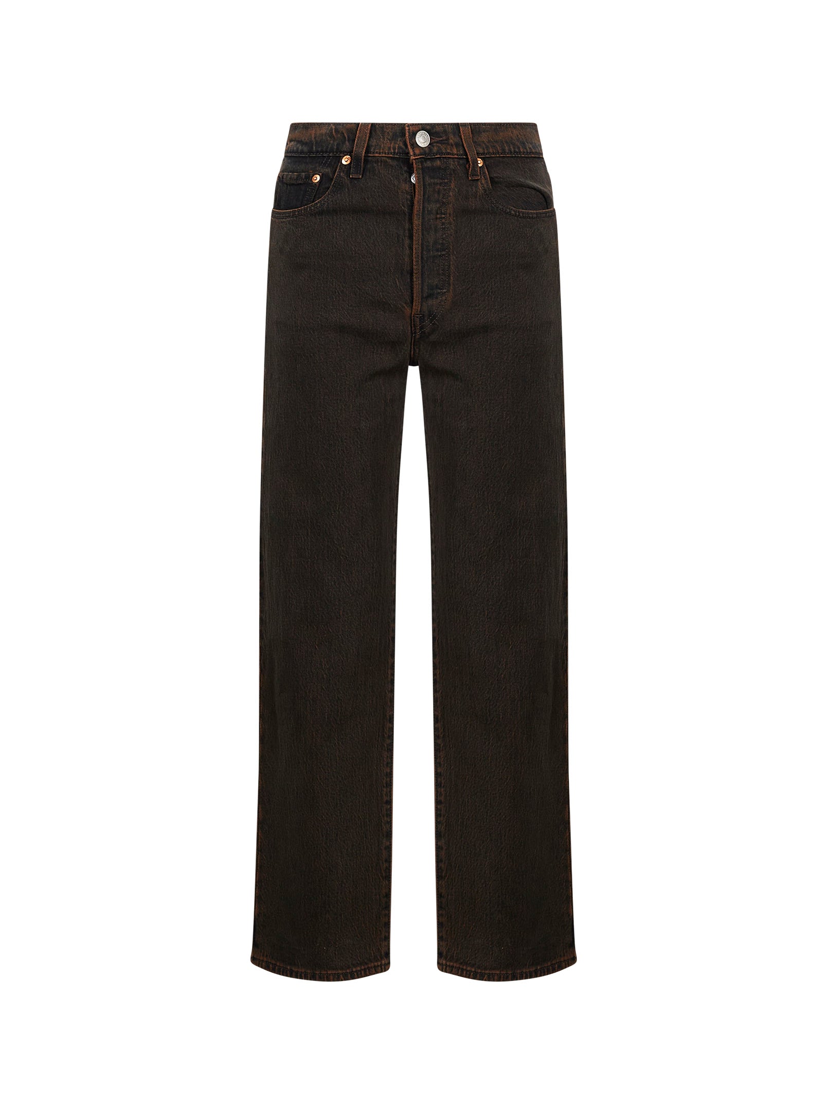 Jeans a gamba dritta Ribcage in marrone 