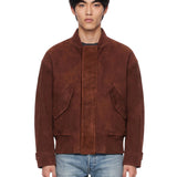 Bomber in suede in marrone 