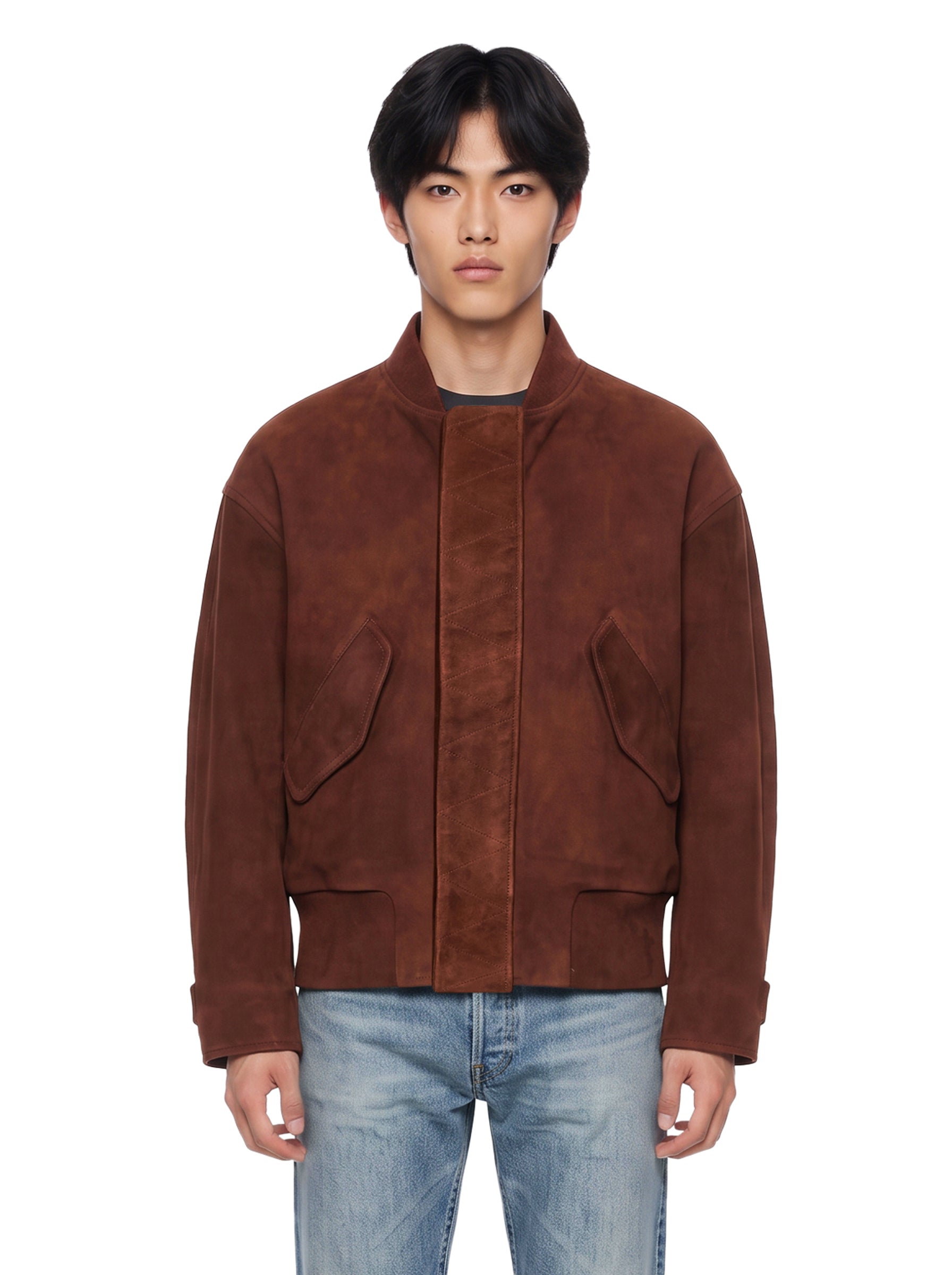 Bomber in suede in marrone 