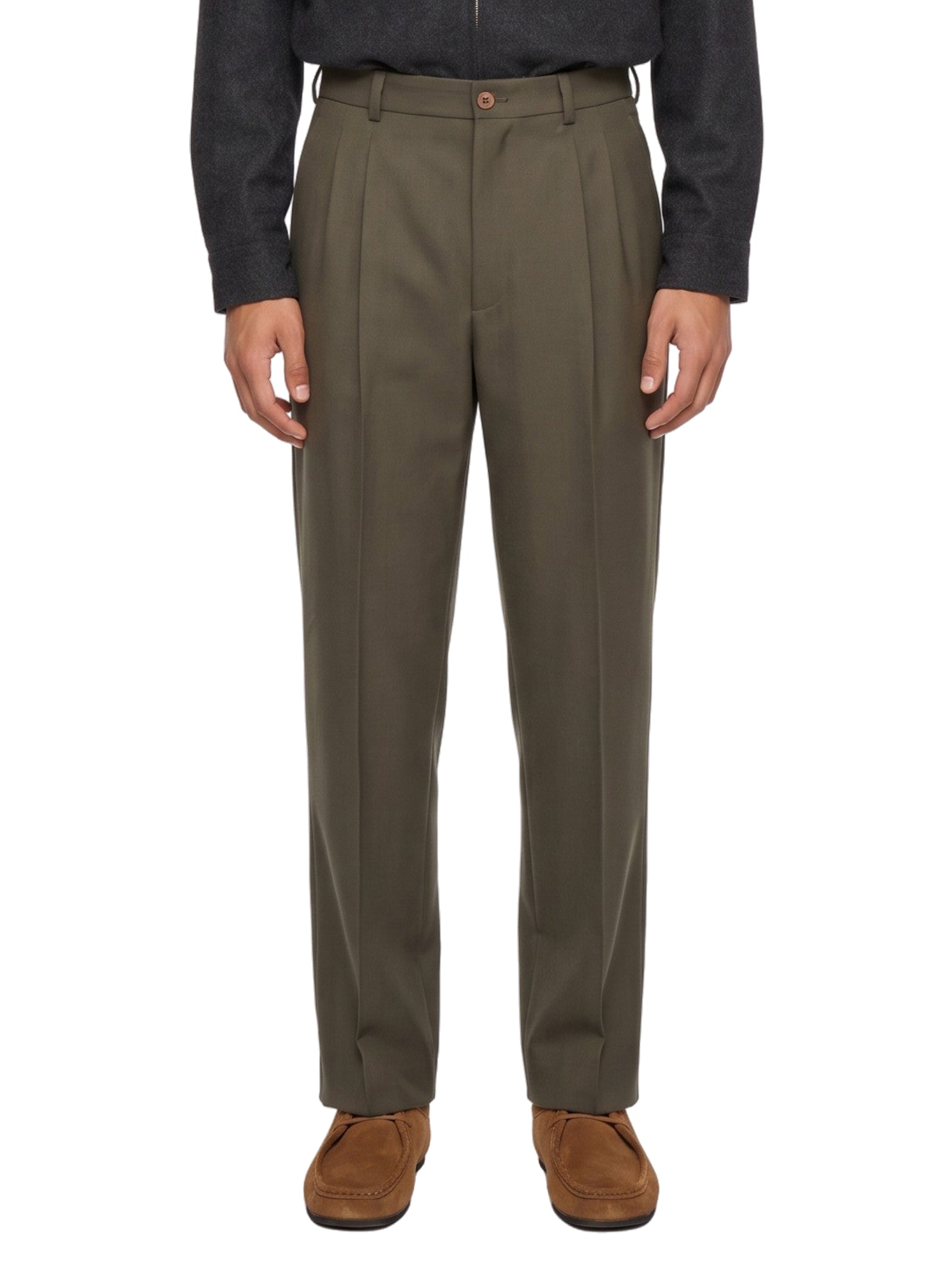 Pantaloni con doppia pinces in marrone 