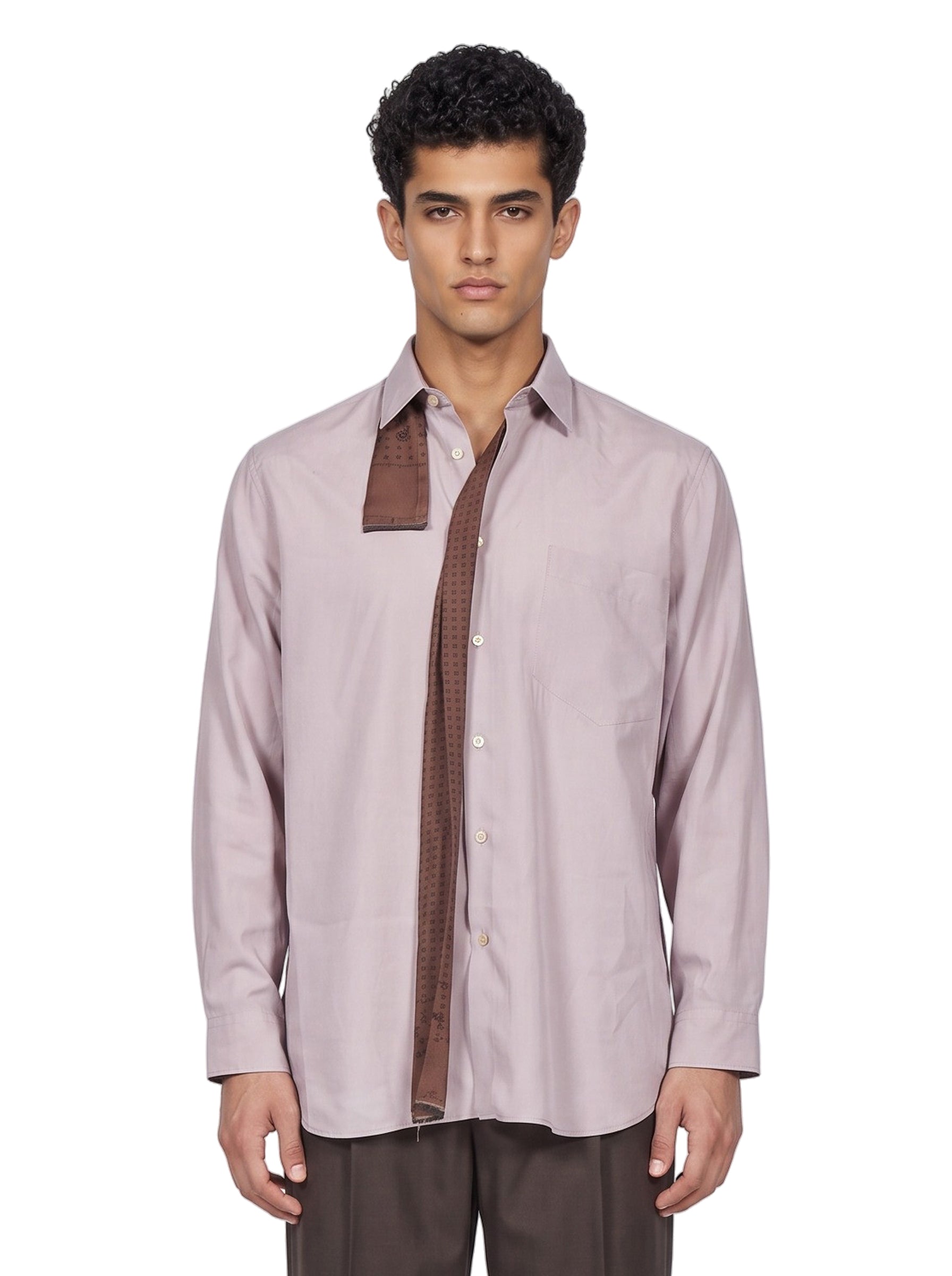 Camicia con foulard in lilla 