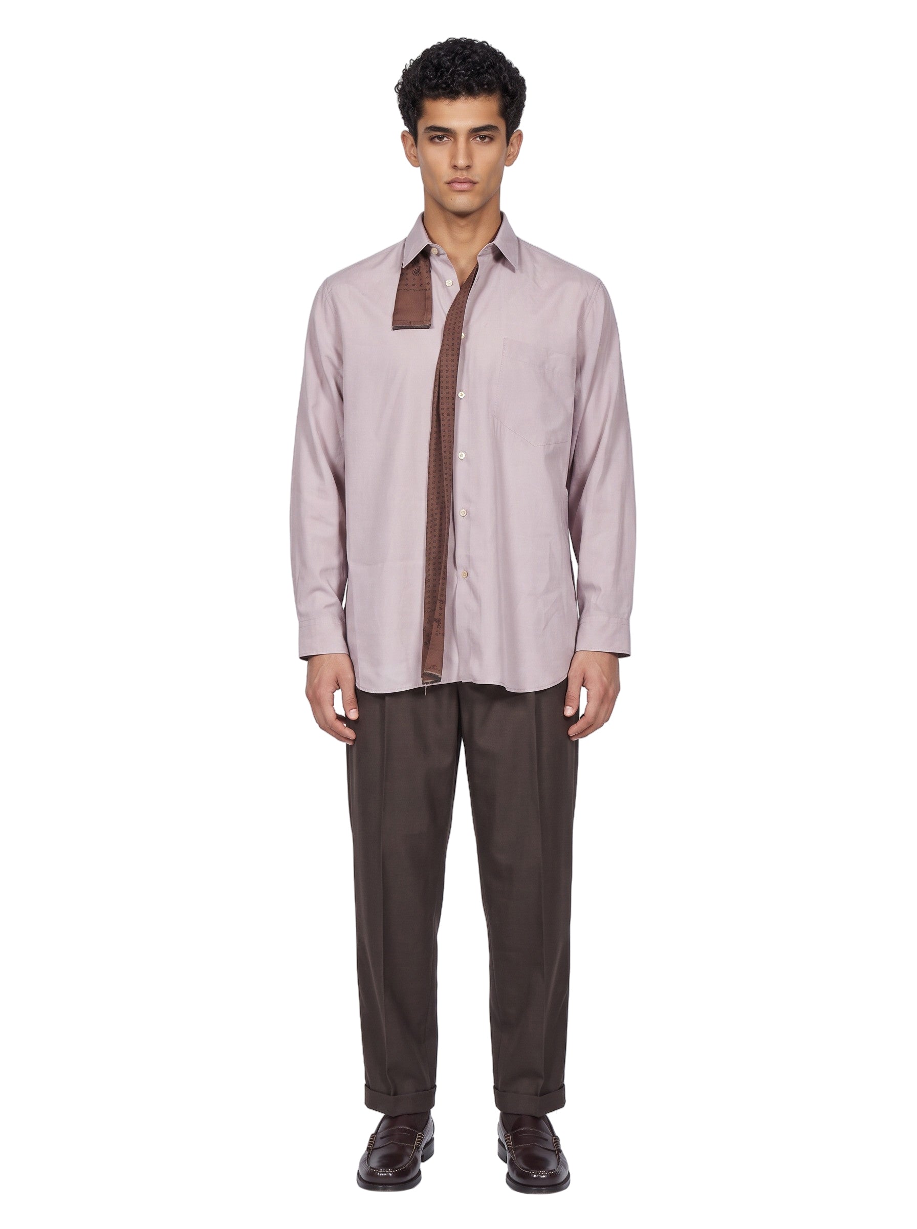 Camicia con foulard in lilla 