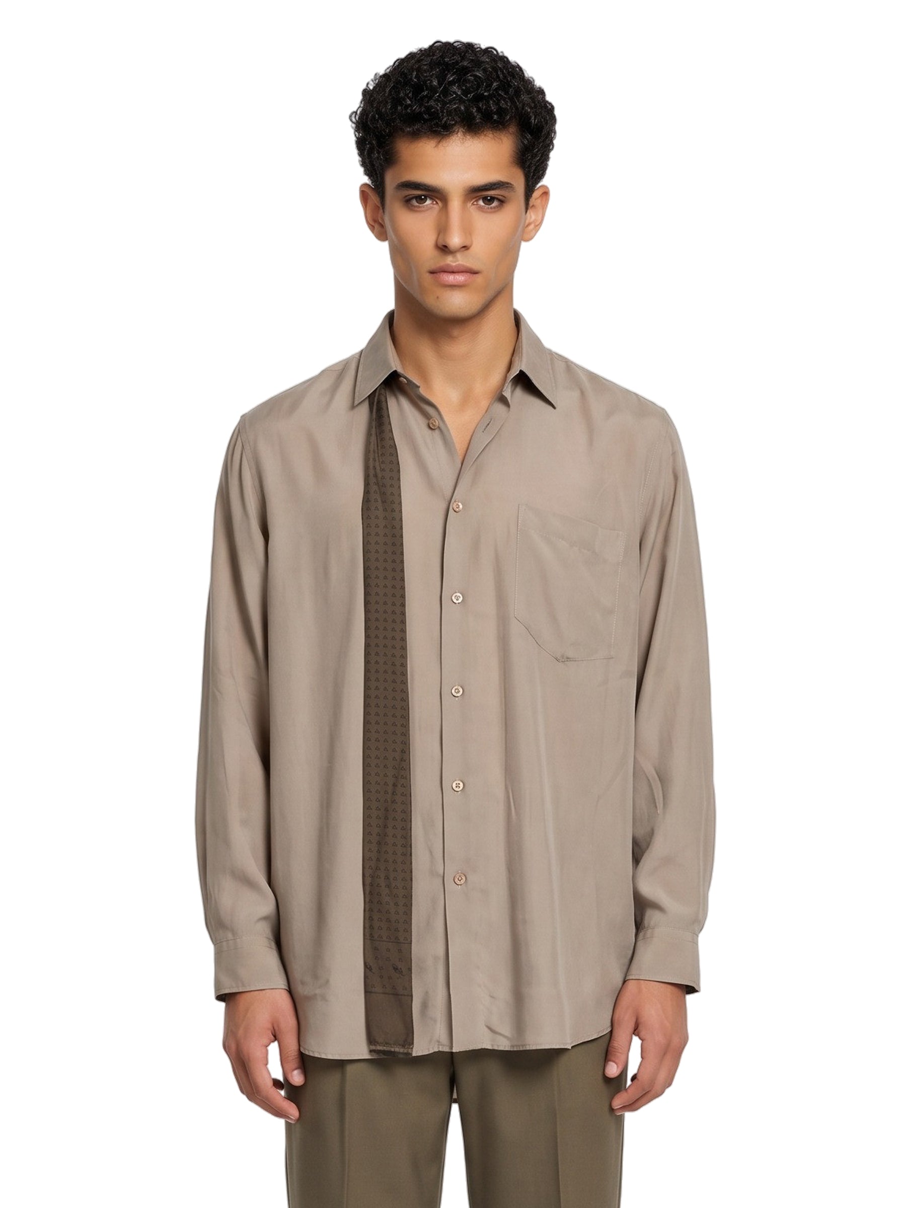 Camicia con foulard in marrone 