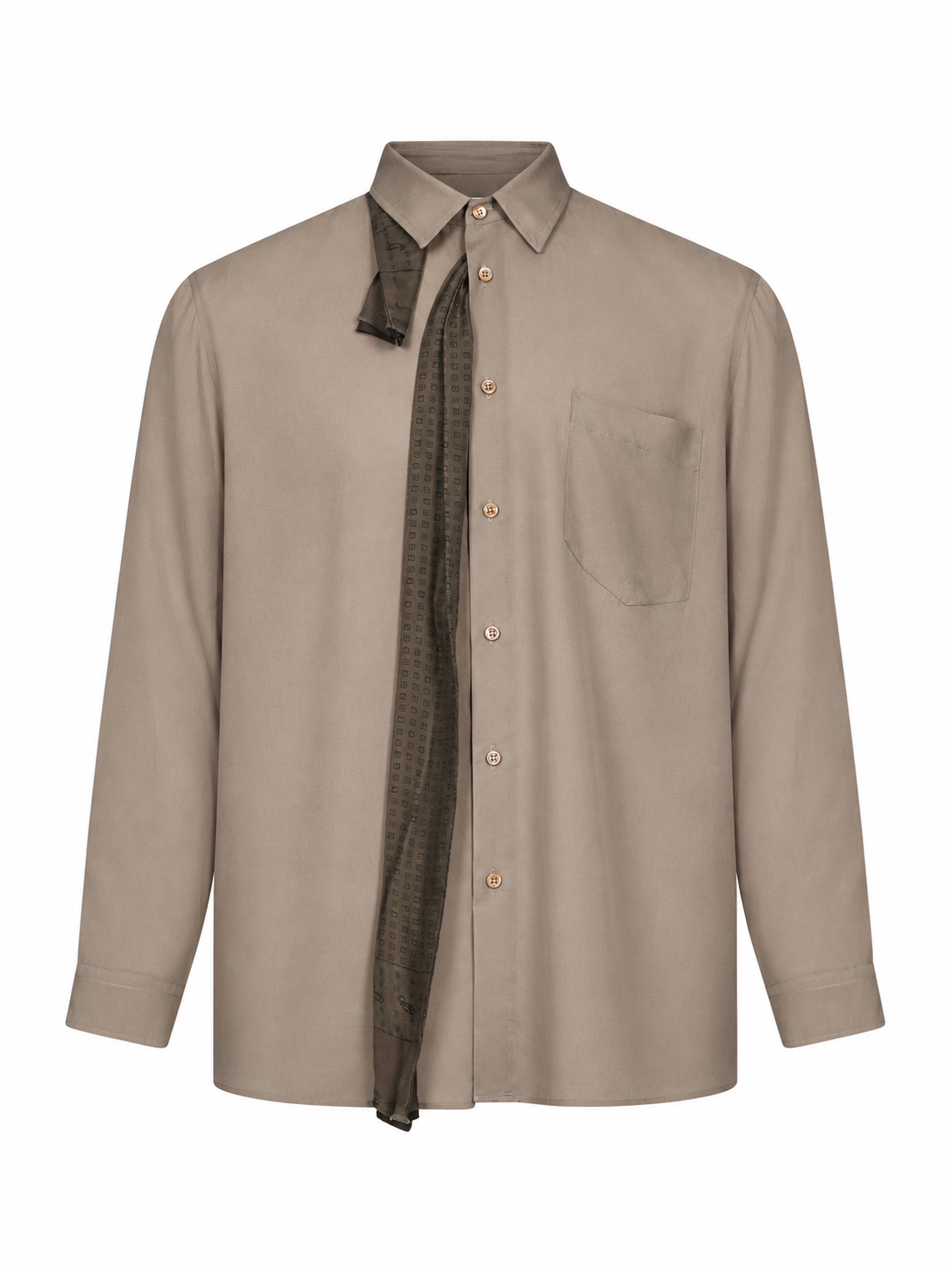 Camicia con foulard in marrone 