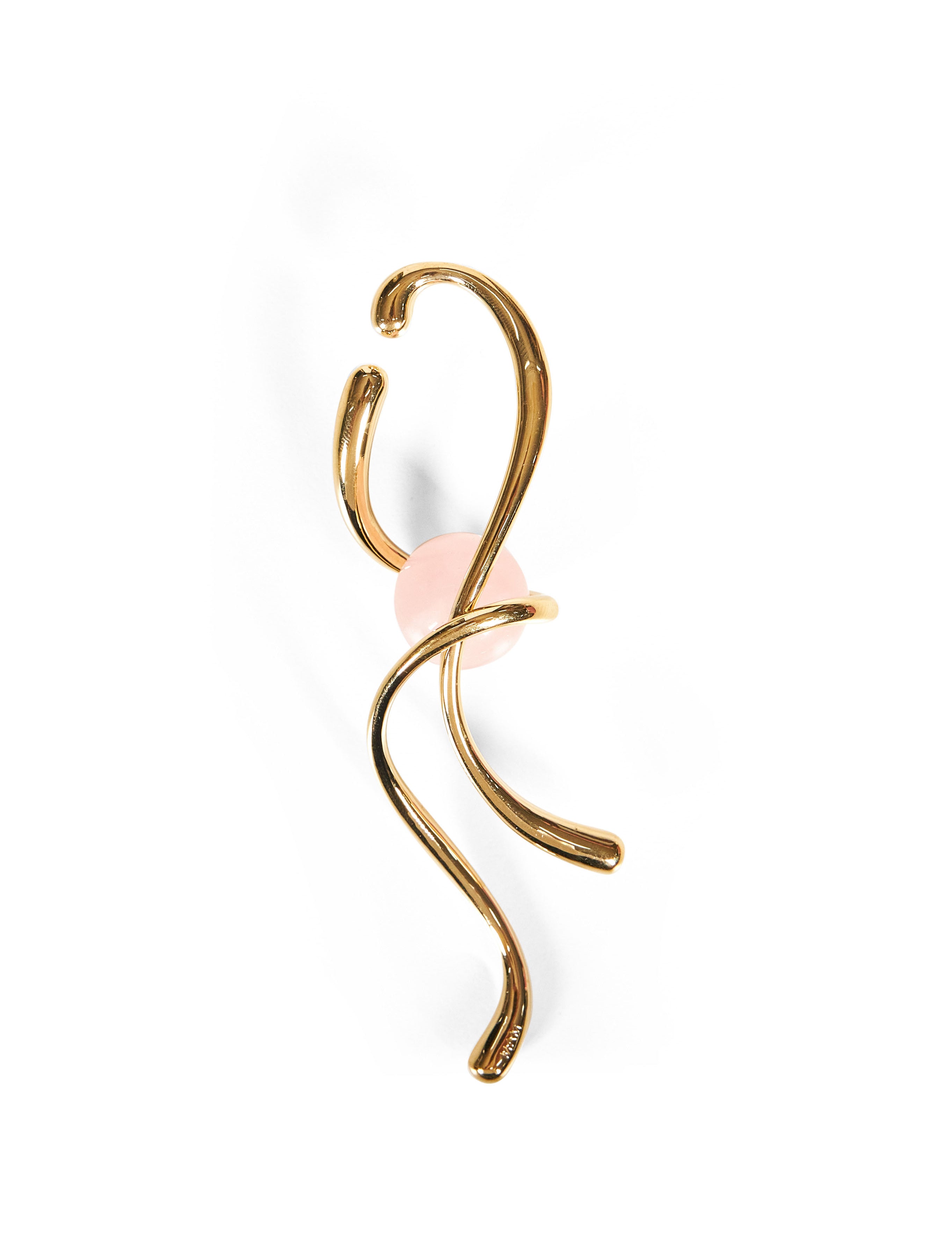 Ear Cuff pendente con Quarzo Rosa in Oro 