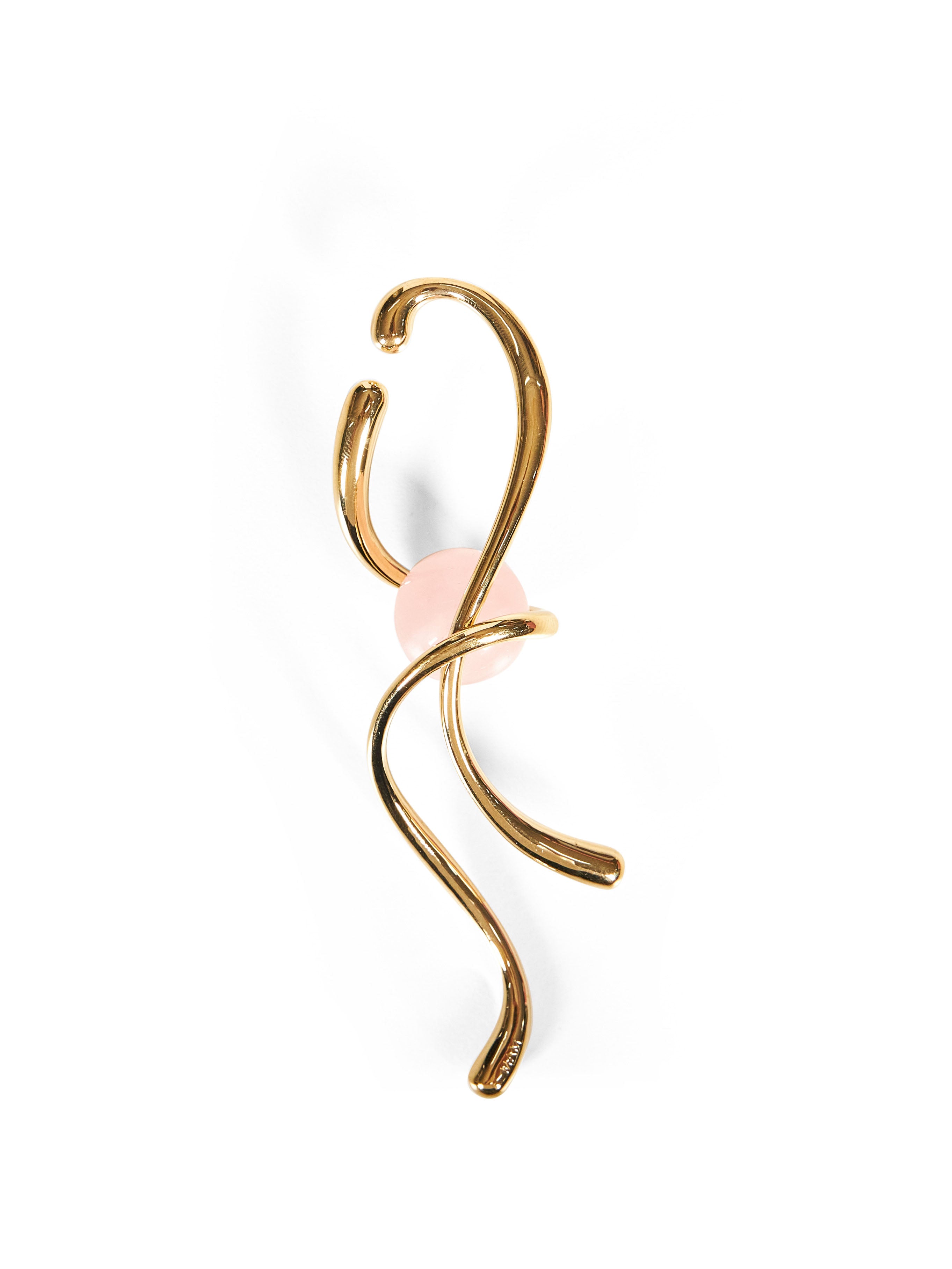Ear Cuff pendente con Quarzo Rosa in Oro 
