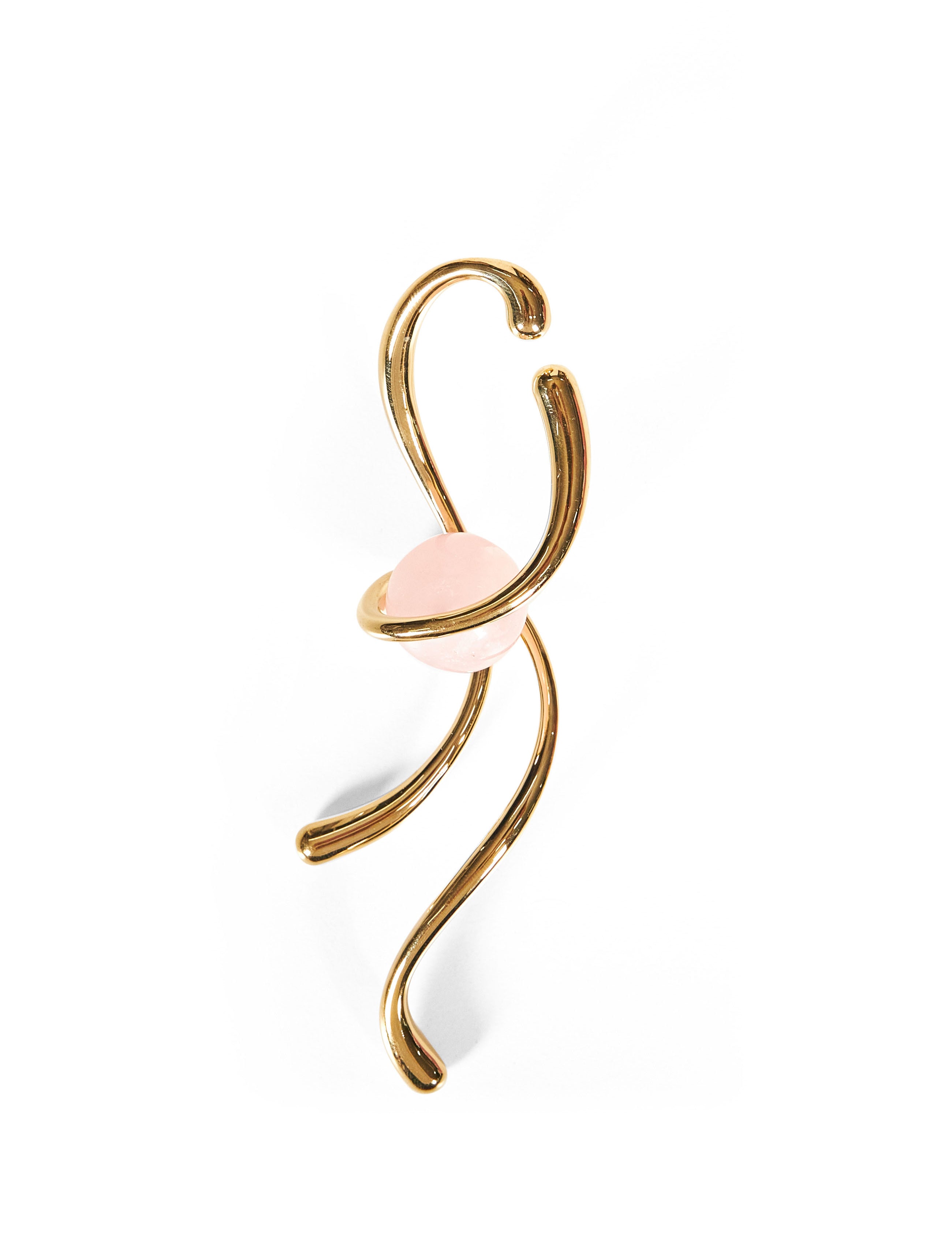 Ear Cuff pendente con Quarzo Rosa in Oro 