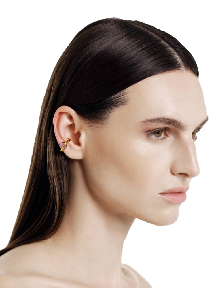 Ear Cuff con Ametista in oro<BR/> 