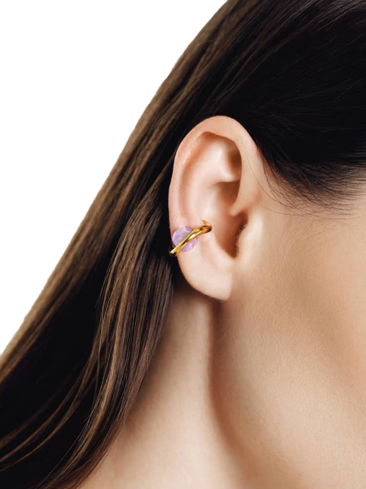 Ear Cuff con Ametista in oro<BR/> 