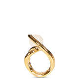 Anello per unghia con Quarzo Rosa in oro 